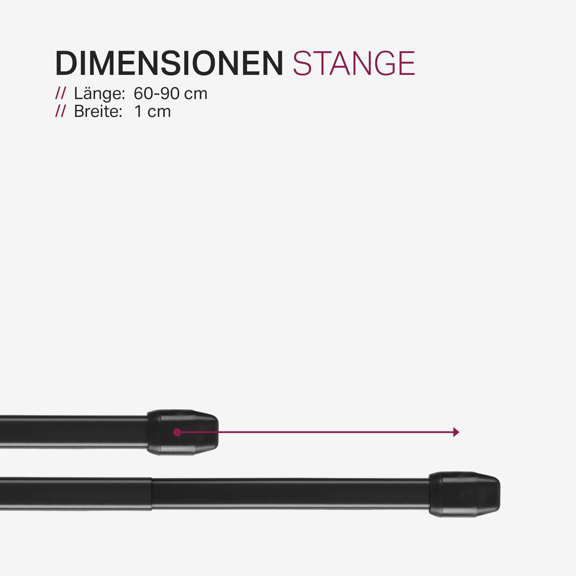 Bestlivings Vitragestange stufenlos ausziehbar, 2er-Pack, Ø 10 mm, 1-läufig, ausziehbar, mit Selbstklebehaken, geklebt, Metall, flachoval, für Scheiben- & Bistr – Bild 2 von 5