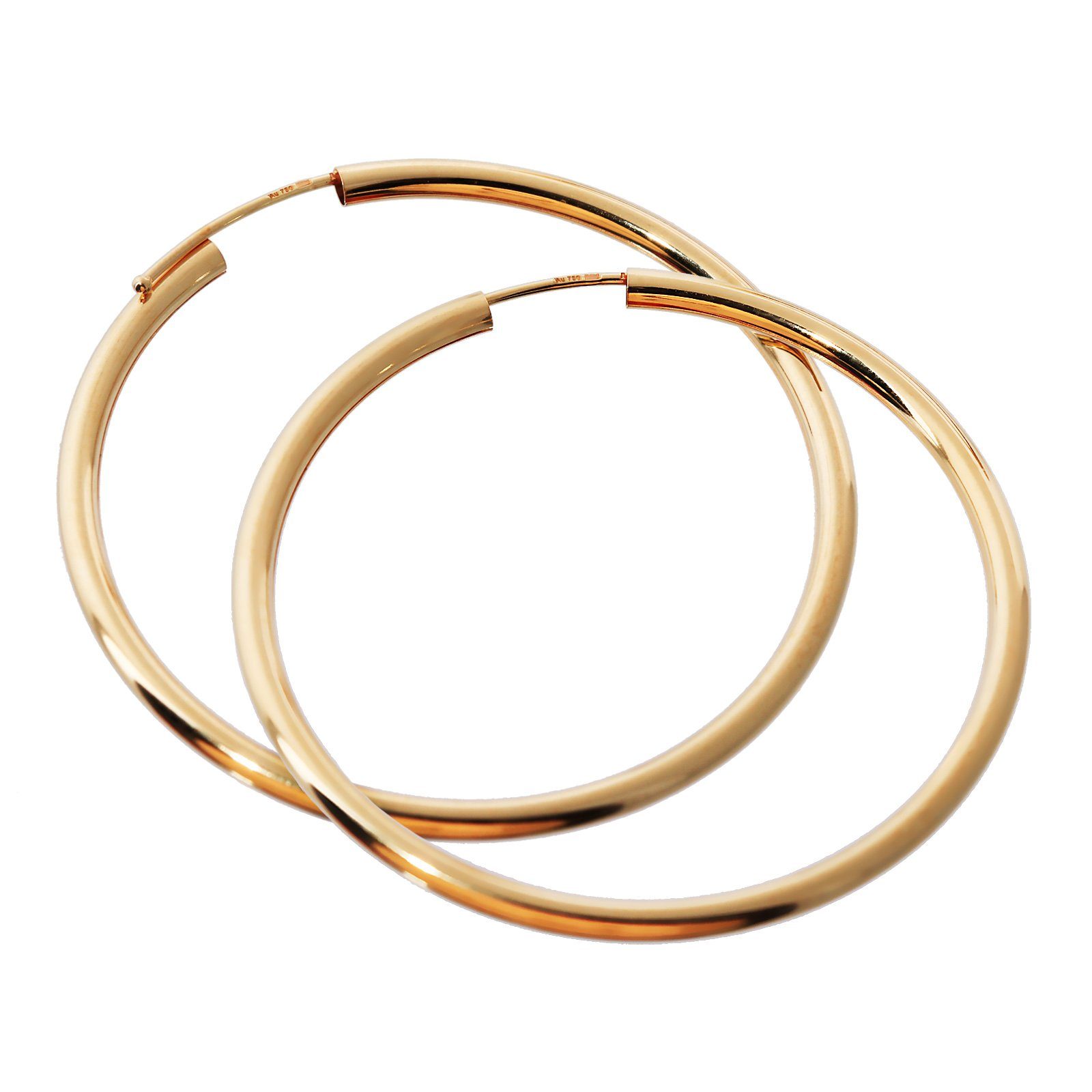 NKlaus Paar Creolen Paar 750 Gelbgold Creolen Ohrringen Ohrschmuck 2,5