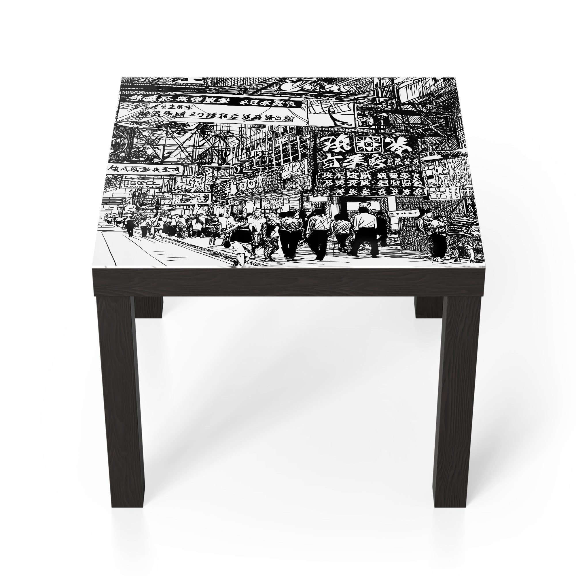 DEQORI Couchtisch 'Stadtgetümmel', Glas Beistelltisch Glastisch modern