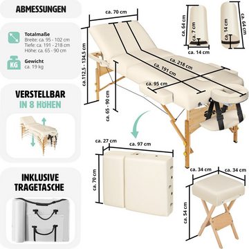 tectake Massageliege 3 Zonen Massageliege-Set mit 10cm Polsterung, (Set, 1-St., mit Tragetasche)