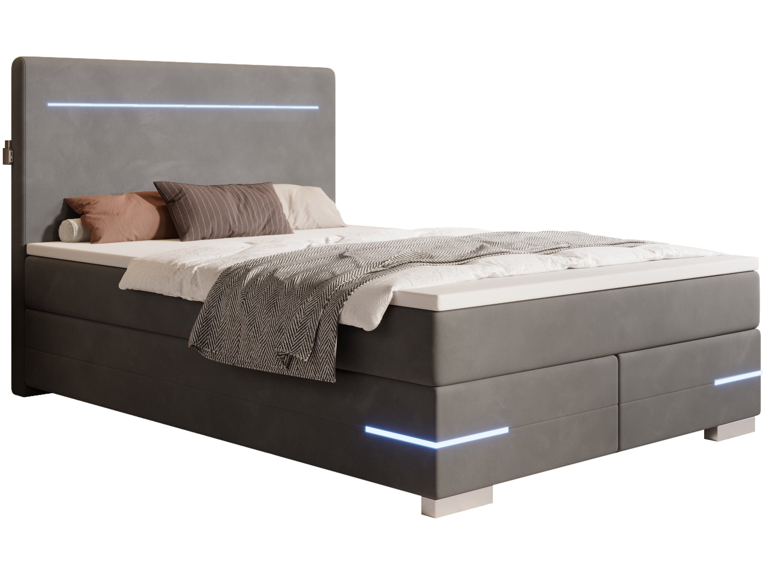 wonello Boxspringbett Portland, Samt Bett mit günstig online kaufen
