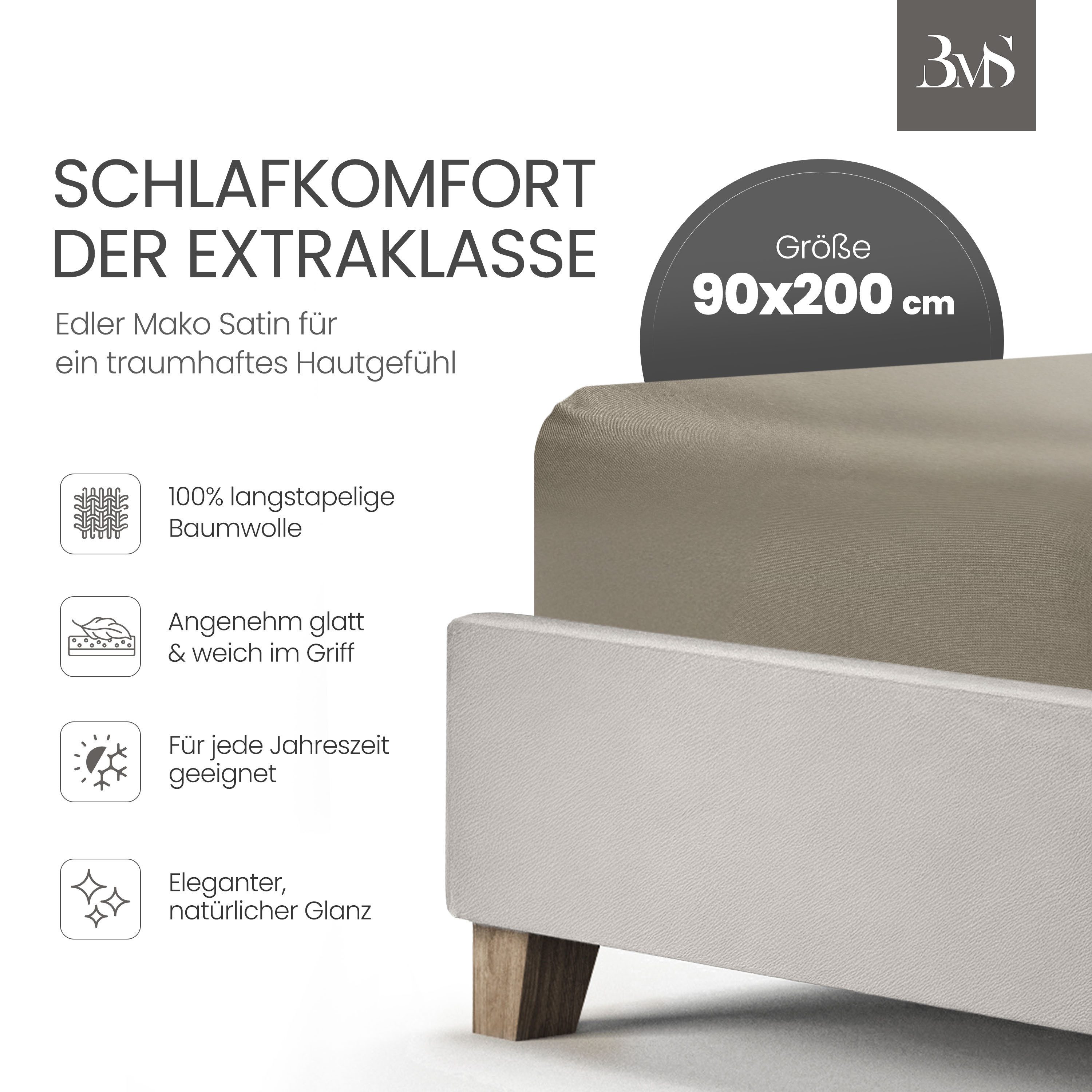 BETTWAESCHE-MIT-STIL Spannbettlaken Mako Satin Spannbettlaken, Matratzenhöh günstig online kaufen