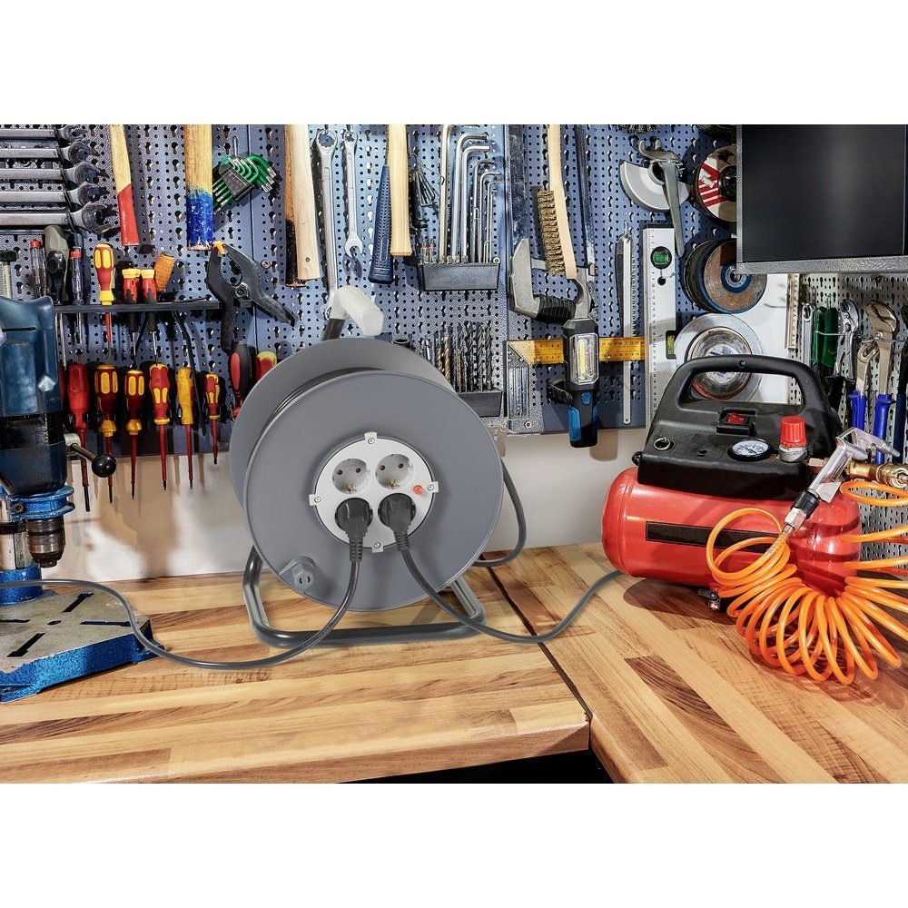 Sygonix Sygonix SY-5655926 Kabeltrommel 25 m Schwarz Schutzkontakt-Stecker günstig online kaufen