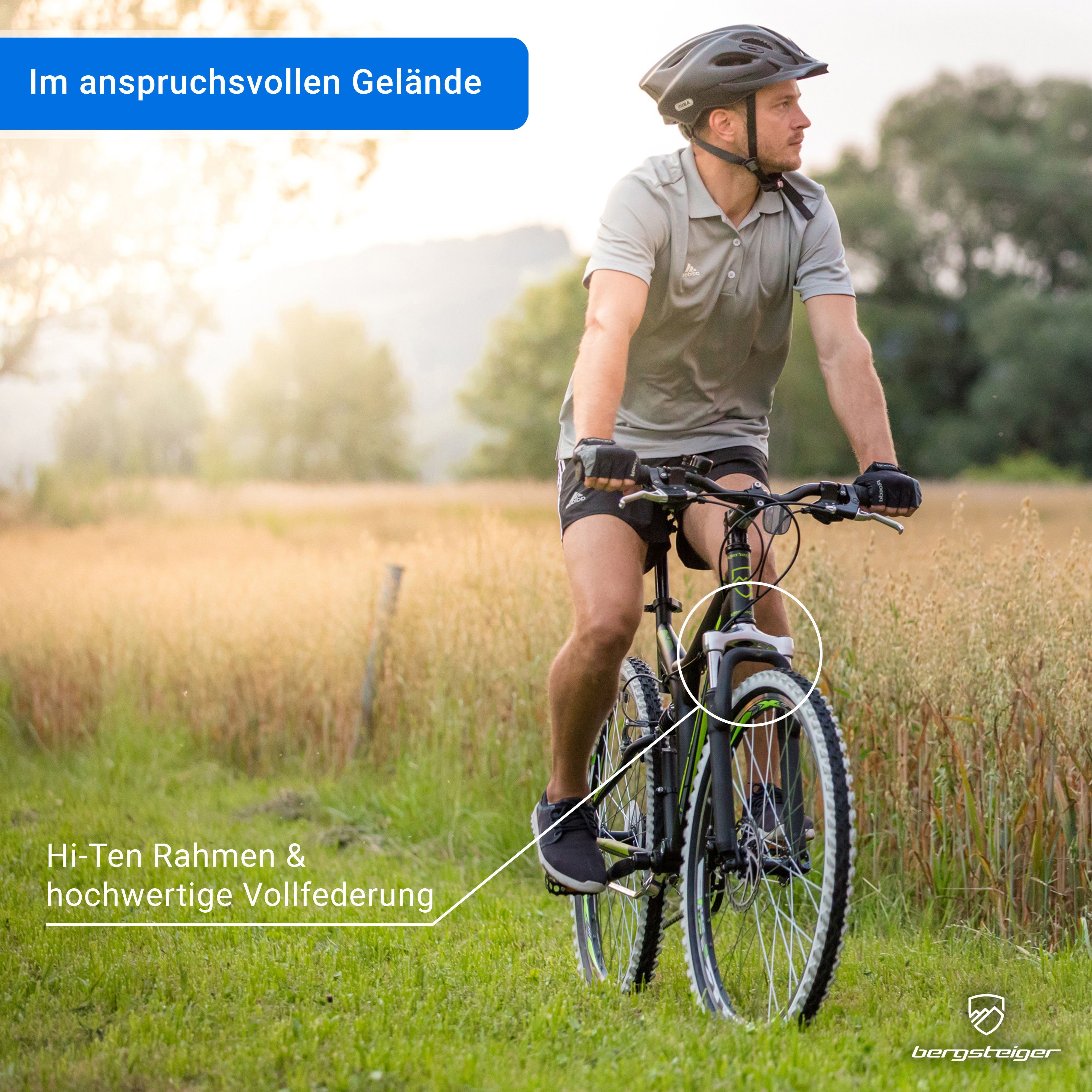 bergsteiger Mountainbike Phoenix 26 Zoll, geeignet ab 160 cm, Damen, Herren, 21 Gang Shimano Tourney RD-TY300 Schaltwerk, Kettenschaltung, Scheibenbremse, V-Brake