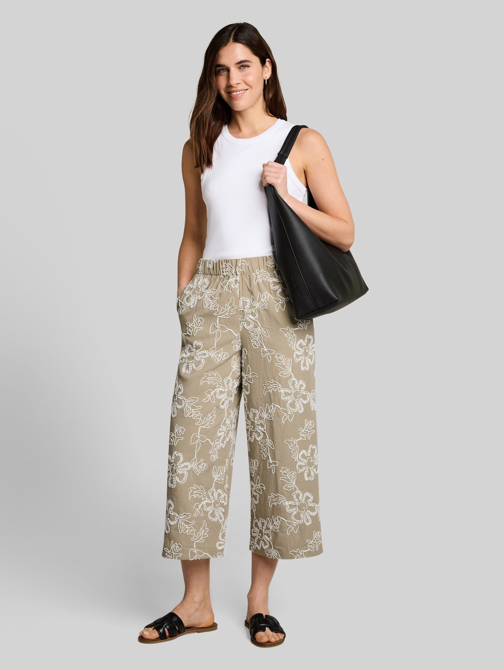 TOM TAILOR 7/8-Hose Hosen & Chino Culotte Hose mit Blumen-Stickerei