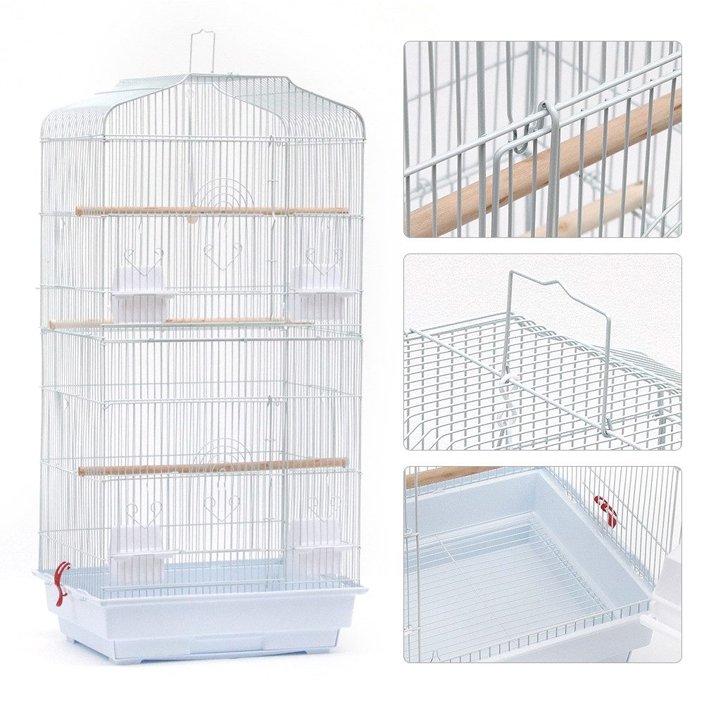 JEOBEST Vogelkäfig Vogelbauer Vogelvoliere Vogelhaus mit 3 Sitzstangen, Käfig, mit Vogelspielzeuge, Futternapf