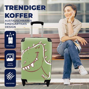 MuchoWow Handgepäckkoffer Dinosaurier - Tiere - Grün - Zeichnung - Kinder - Kinder, 4 Rollen, Reisetasche mit rollen, Handgepäck für Ferien, Trolley, Reisekoffer