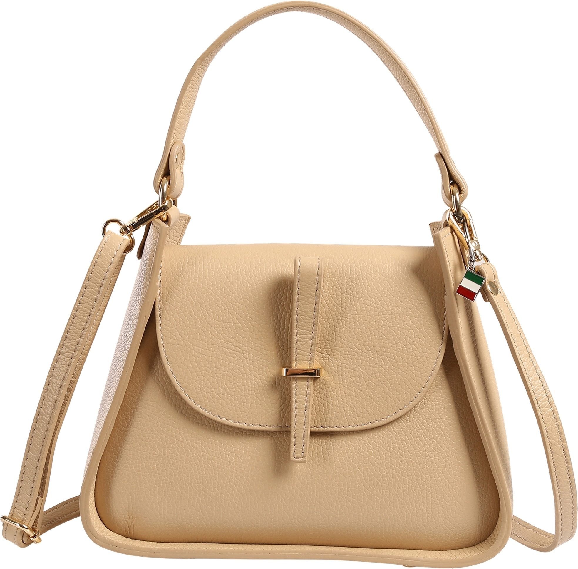 FLORENCE Schultertasche Florence Damen Schultertasche Leder (Schultertasche), Damen Schultertasche Leder, beige, camel ca. 26cm x ca. 19cm hoch
