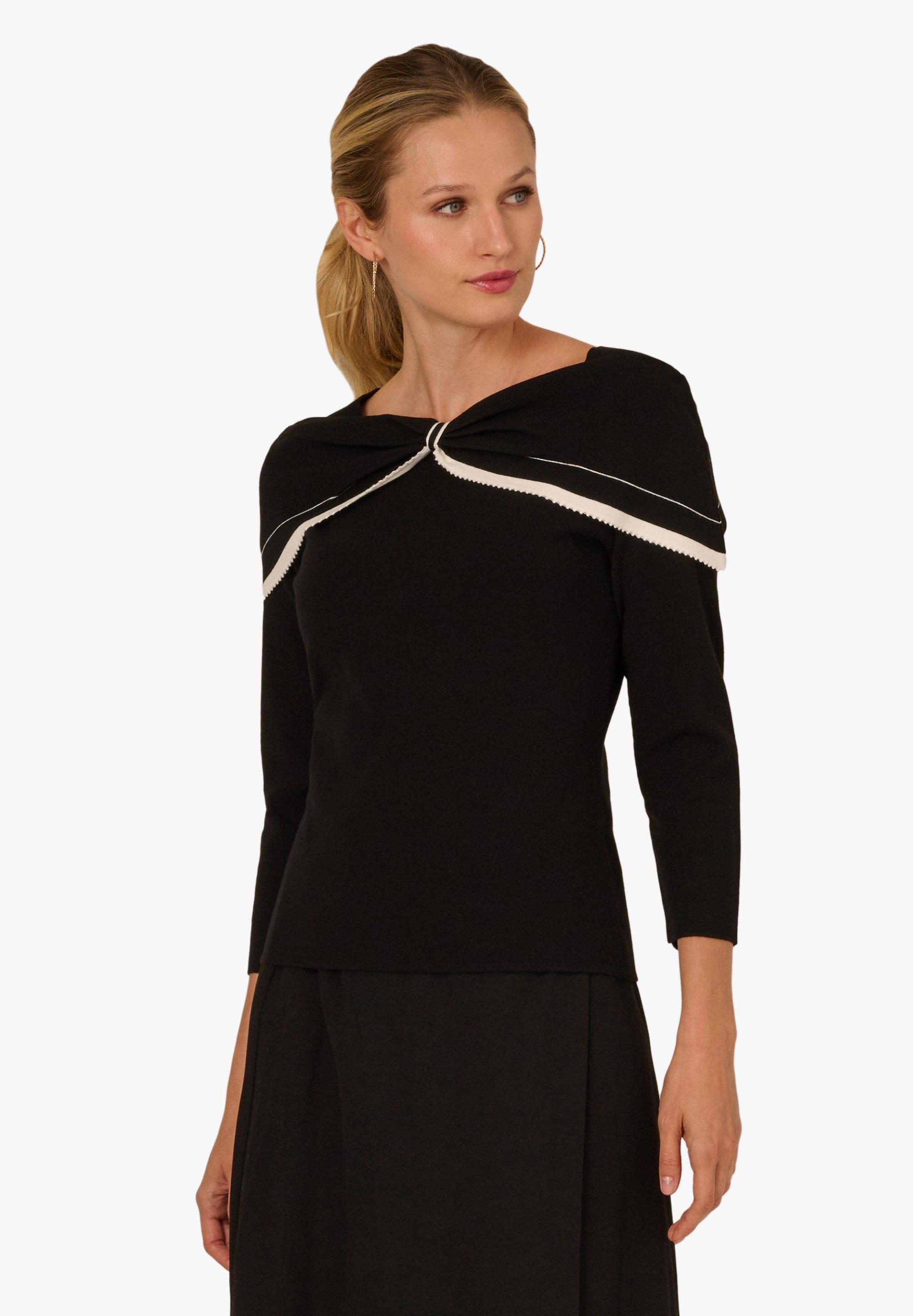 Adrianna Papell Strickpullover Off Shoulder Bow Collar Sweater Cozy, off the shoulder sweater