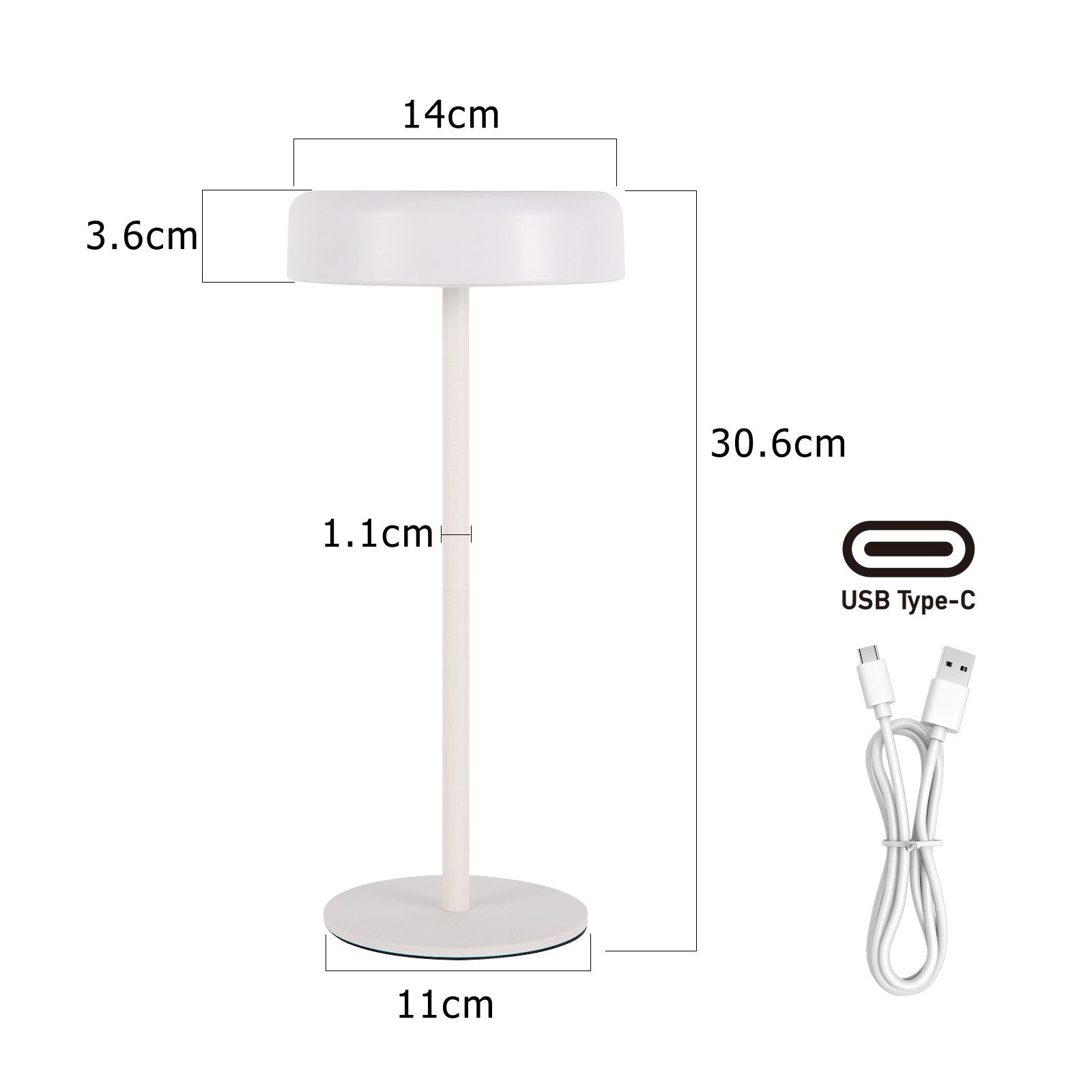 ZMH LED Tischleuchte Kabellos Solar Akku Nachttischlampe Aufladbar Touch Dimmbar Wohnzimmer, Augenschutz, Einfache Installtion, LED fest integriert, 3000-6500K, 3600mhA mit USB Batterie Solarlampen für Wohnzimmer