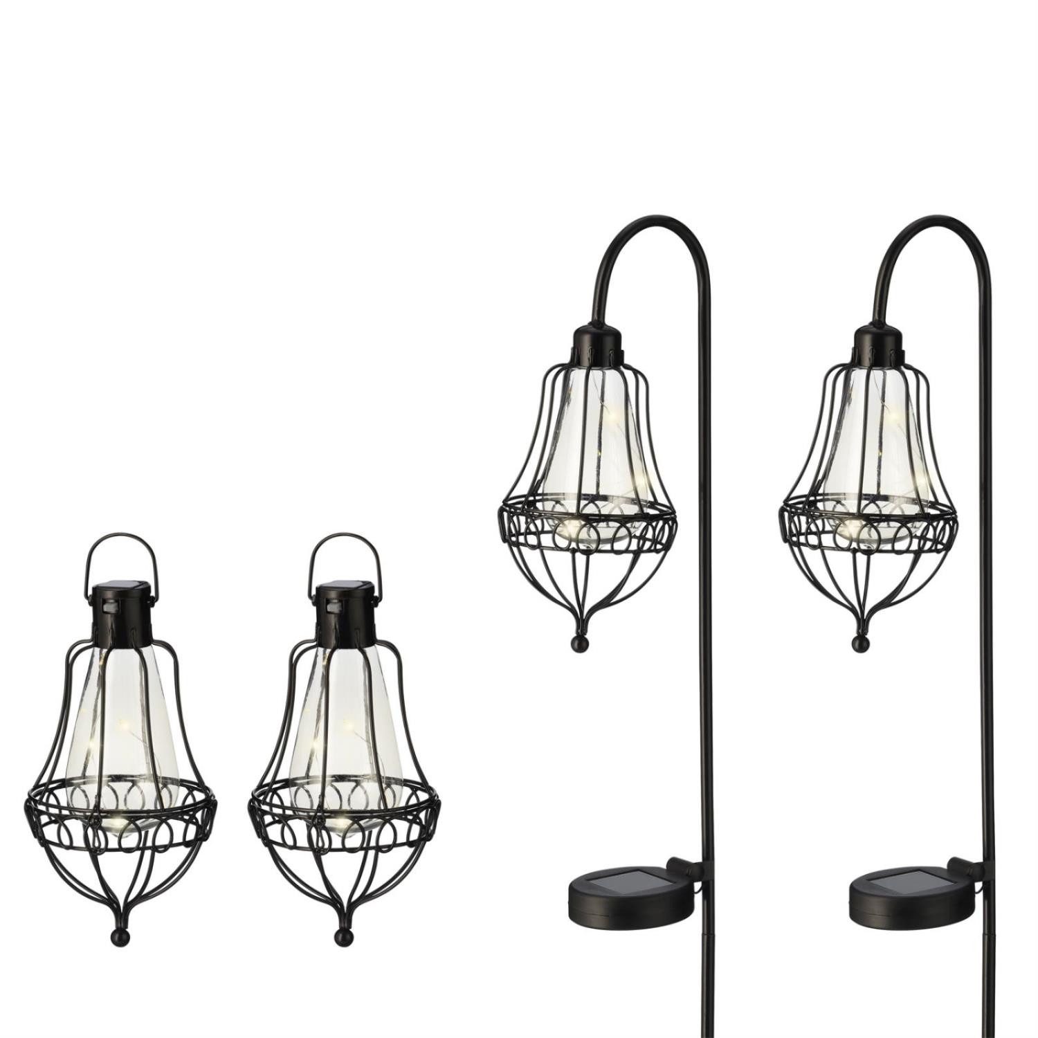 LED Solarleuchte LED Solar Laternen Gartenstecker hängend Erdspieß Sensor 4St.