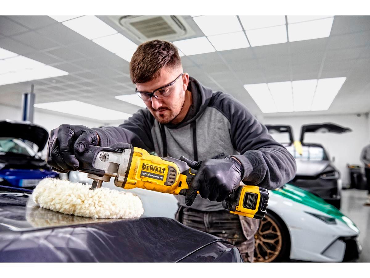 DeWalt Rotationspoliermaschine Akku, 18 V, Basisv., 800 min. U/min, 2200 max. U/min, Ø 180 mm, ohne Akkus und Ladegerät, Drehzahlvorwahl über Rändelrad, Sanftanlauf