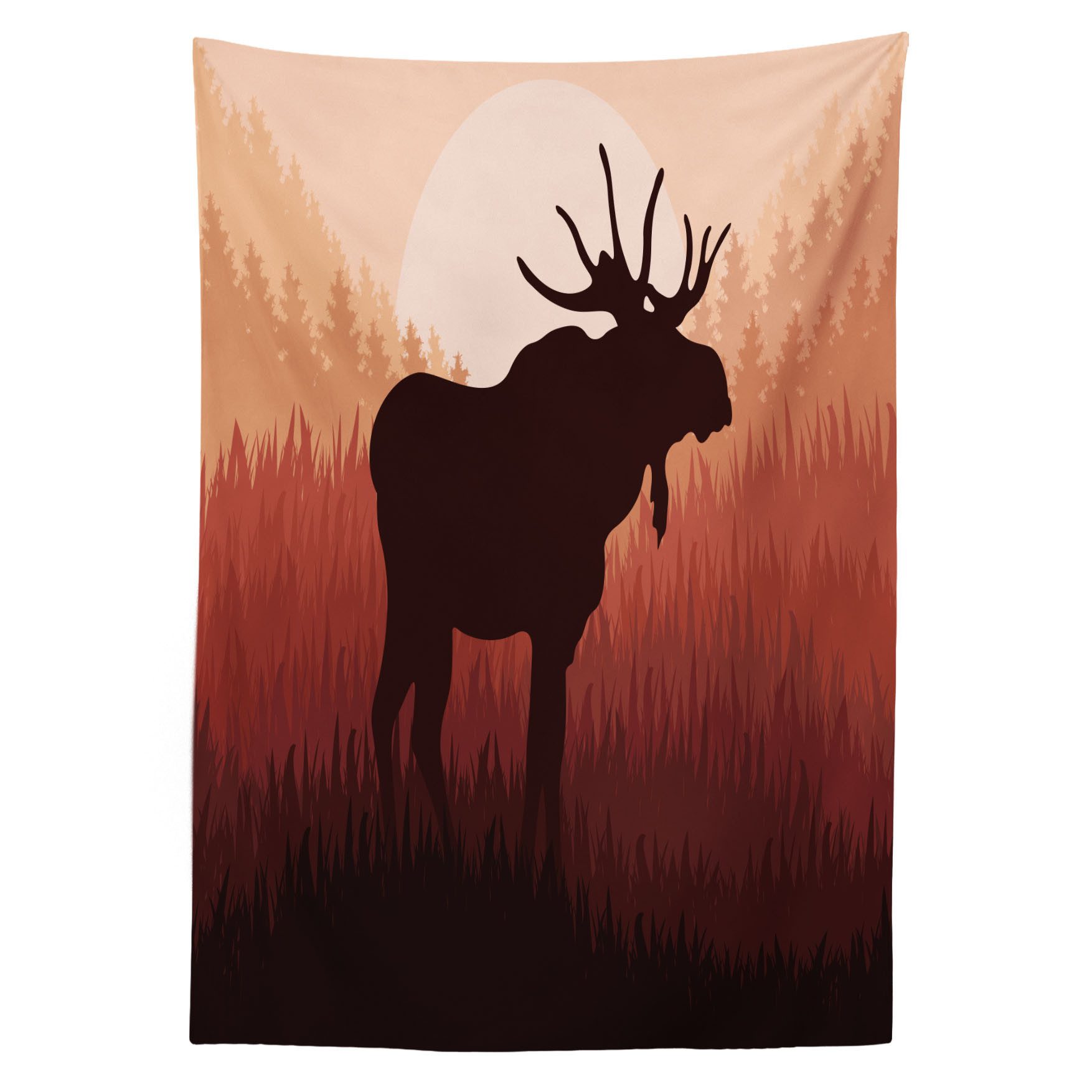 Abakuhaus Tischdecke Farbfest Waschbar Für den Außen Bereich geeignet Klare Farben, Elch Wald Antlers Wilde Deer