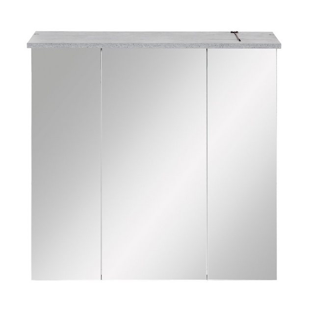 Badspiegel „NITRA-80“, Spiegelschrank Badezimmer in Steingrau mit LED-Beleuchtung, B/H/T: 70,5/72,3/23,7 cm