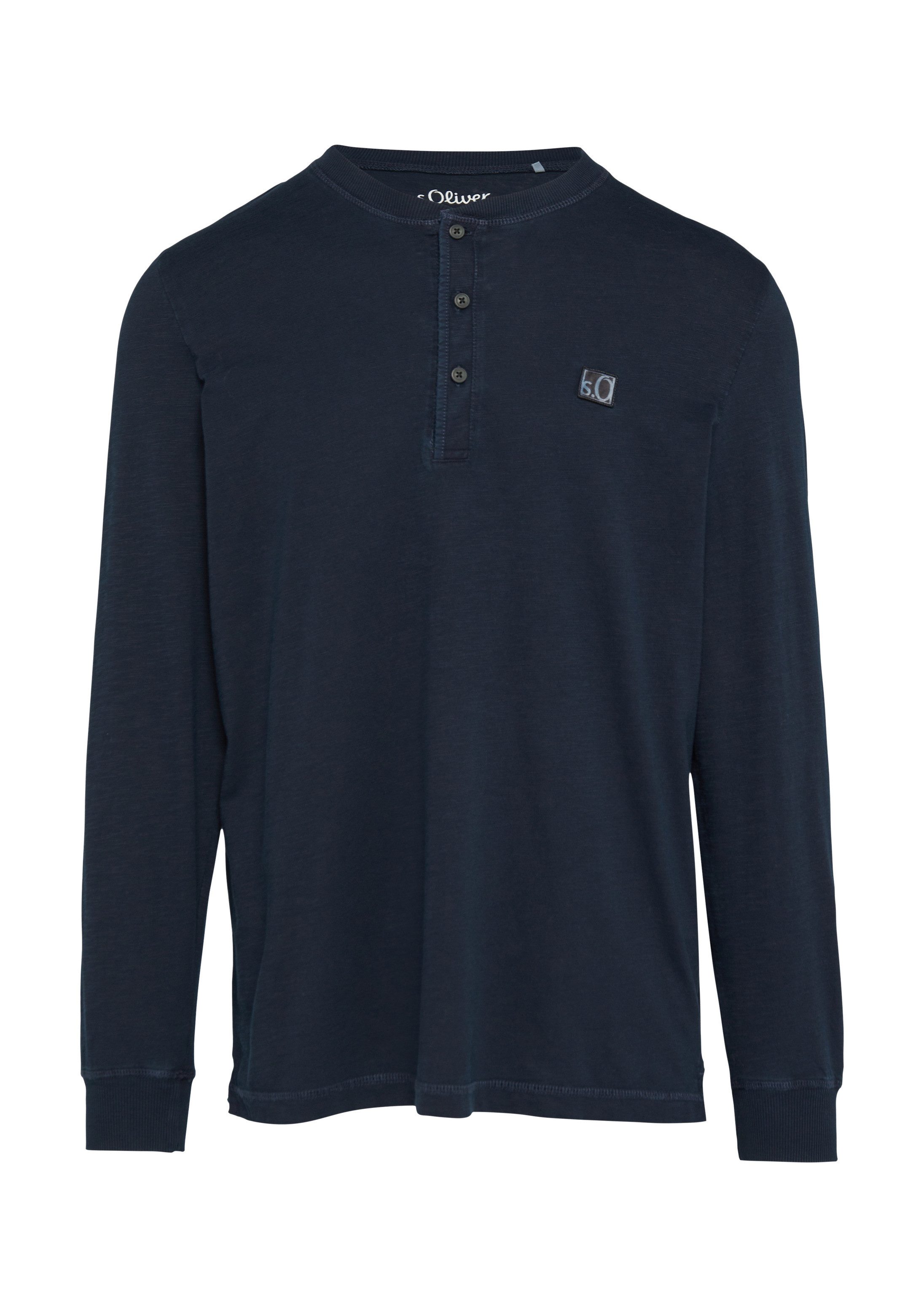 s.Oliver Langarmshirt T-Shirt Langarmshirt mit Henley-Ausschnitt und Garment Dye