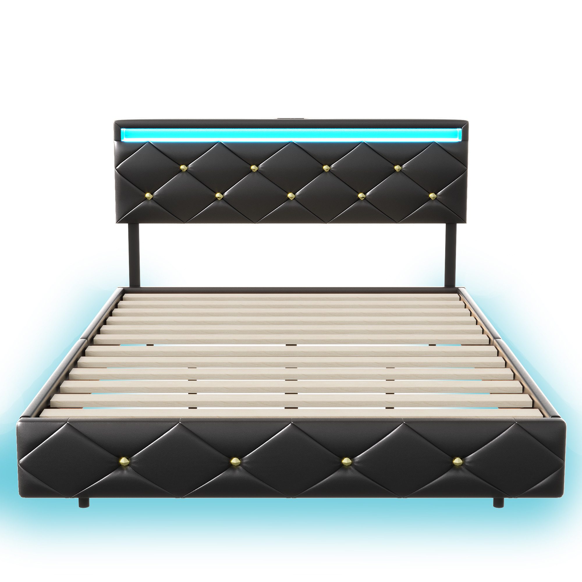 Furnishings Home Polsterbett Stauraumbett Doppelbett LED, Pustoff (USB + TY günstig online kaufen