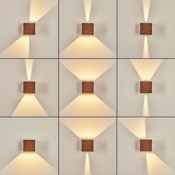 hofstein Außen-Wandleuchte »Salbertand« Wandlampe aus Metall in Holzoptik, 3000 Kelvin, LED 7 Watt, 308 Lumen, verschiedene Lichteffekte, Up & Down Leuchte