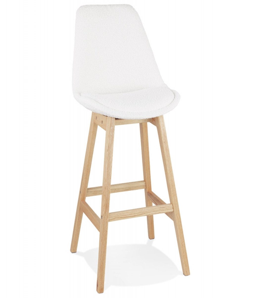 Barhocker Barhocker Holz Textil Barstuhl Beige Weiß für Küche Bar