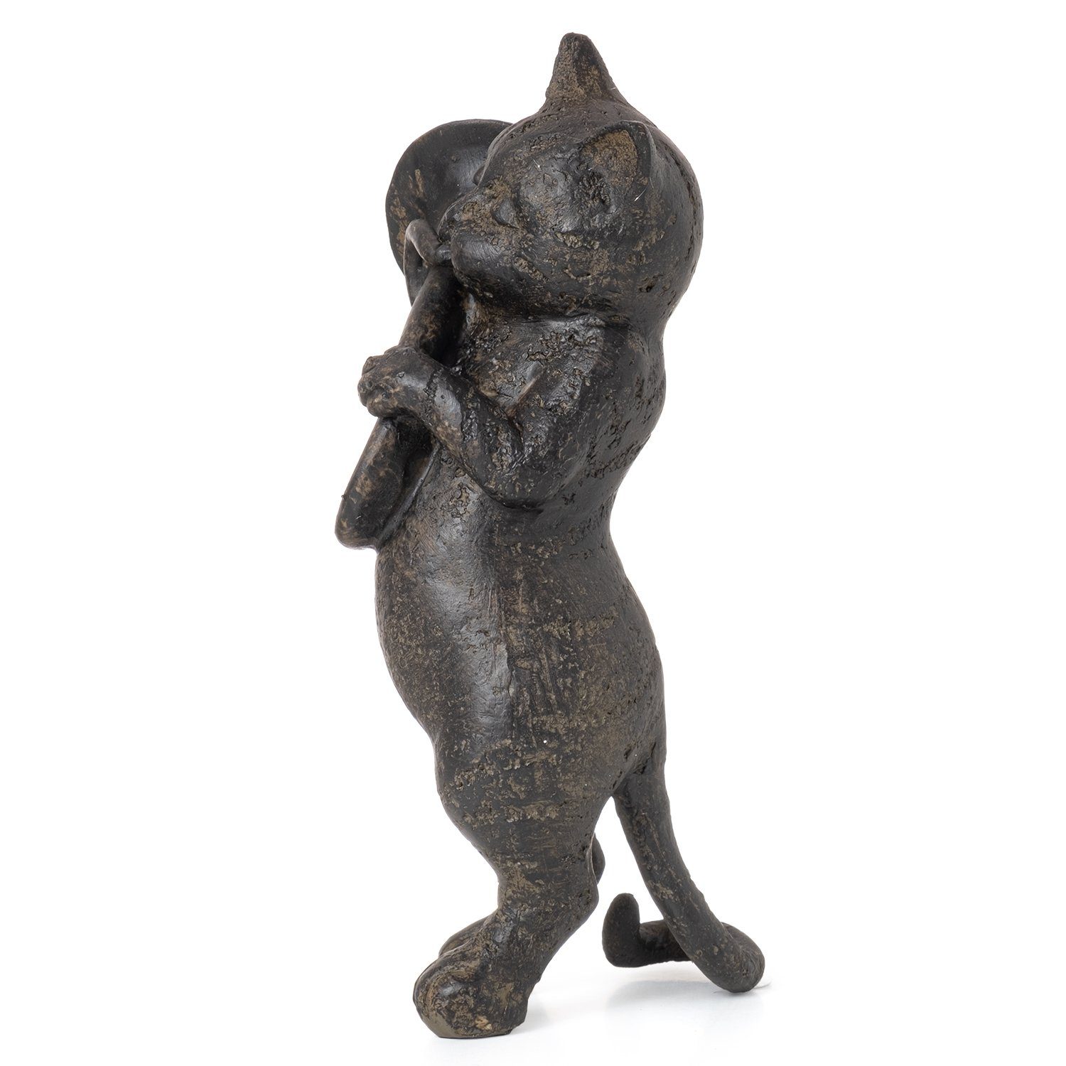 Gartenfigur Dekofigur Instrument, Skulptur Dekofigur Dekoration Figur mit Tuba Figur Kätzchen Katze Statue Katzen Deko Moritz