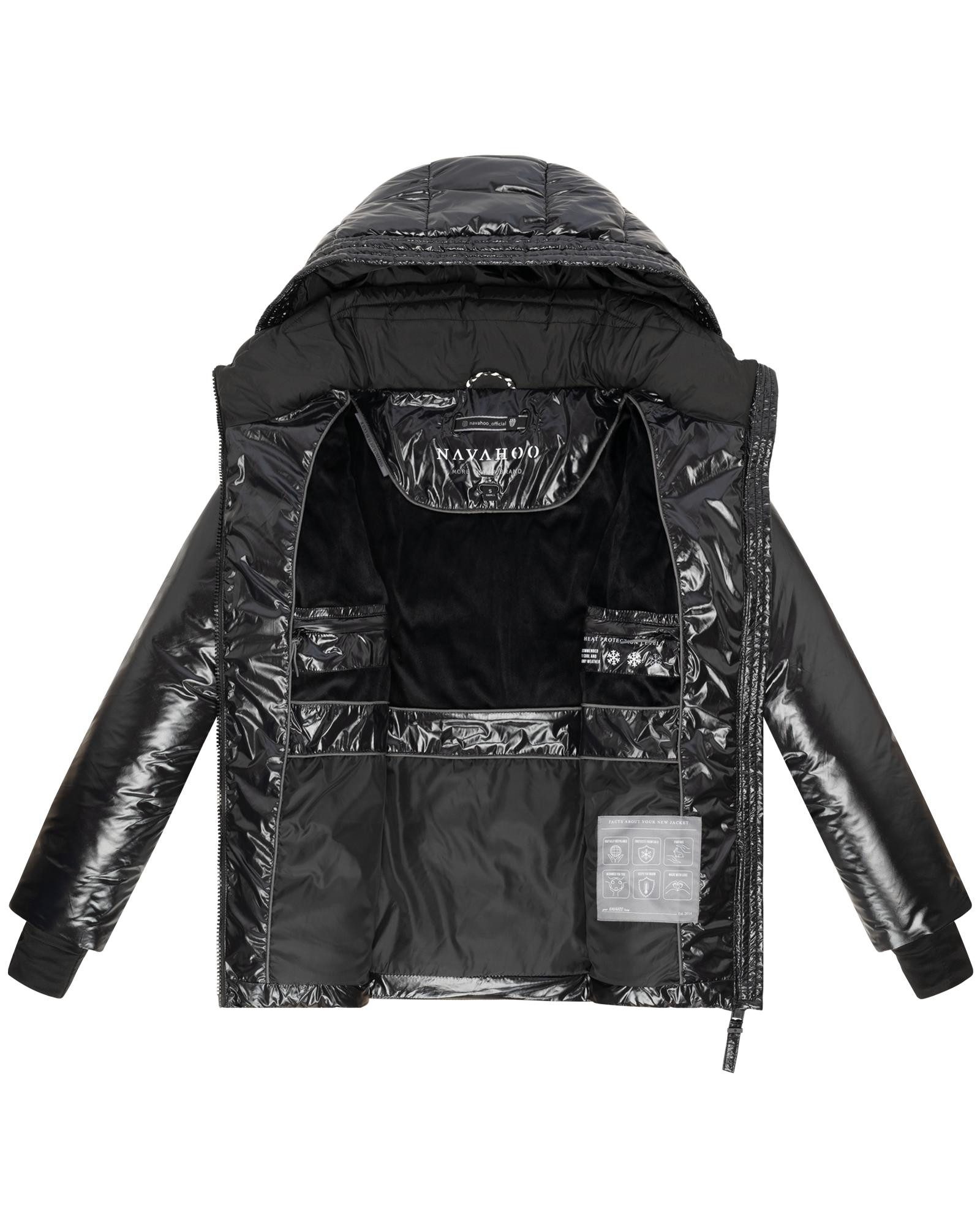 Navahoo Steppjacke Eisglanz 14 Glänzende Damen Winterjacke mit Taillengürtel