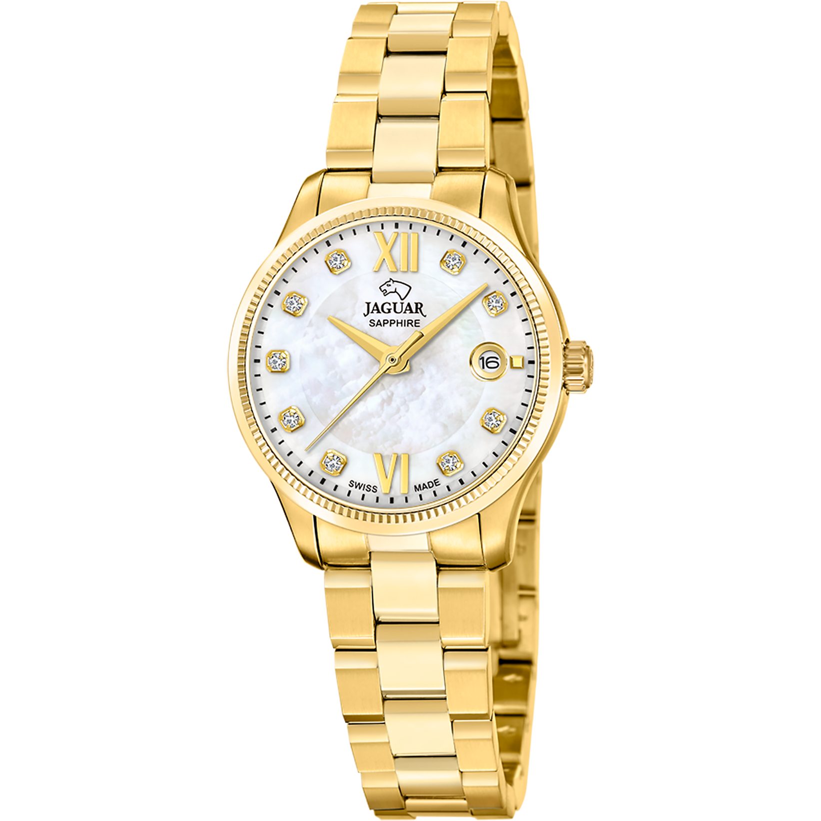 Jaguar Quarzuhr Essentia J1047_A, Armbanduhr, Damenuhr, Swiss Made, Edelstahlarmband, analog, Tag