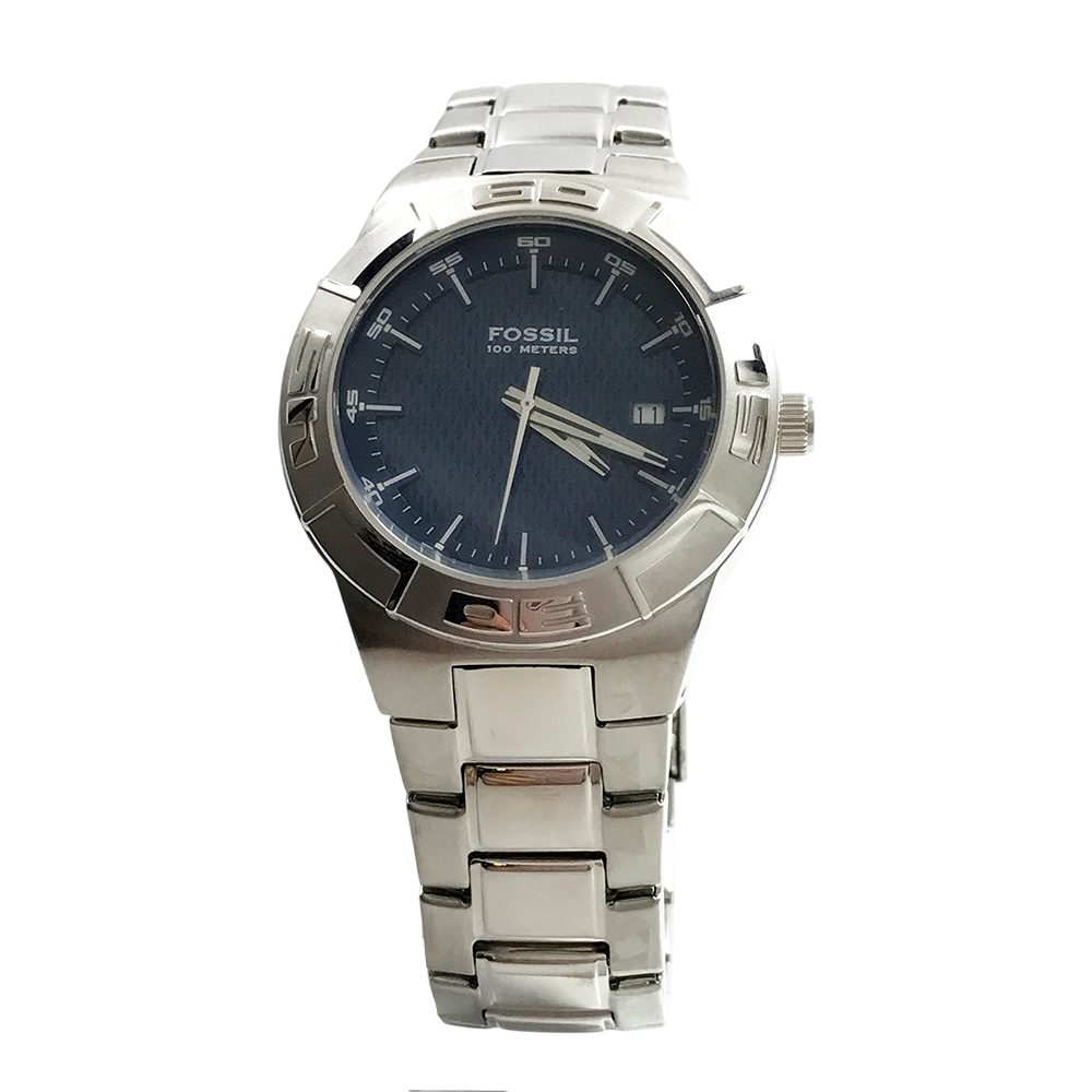 Fossil Quarzuhr Edelstahl Silber Blau Datum günstig online kaufen