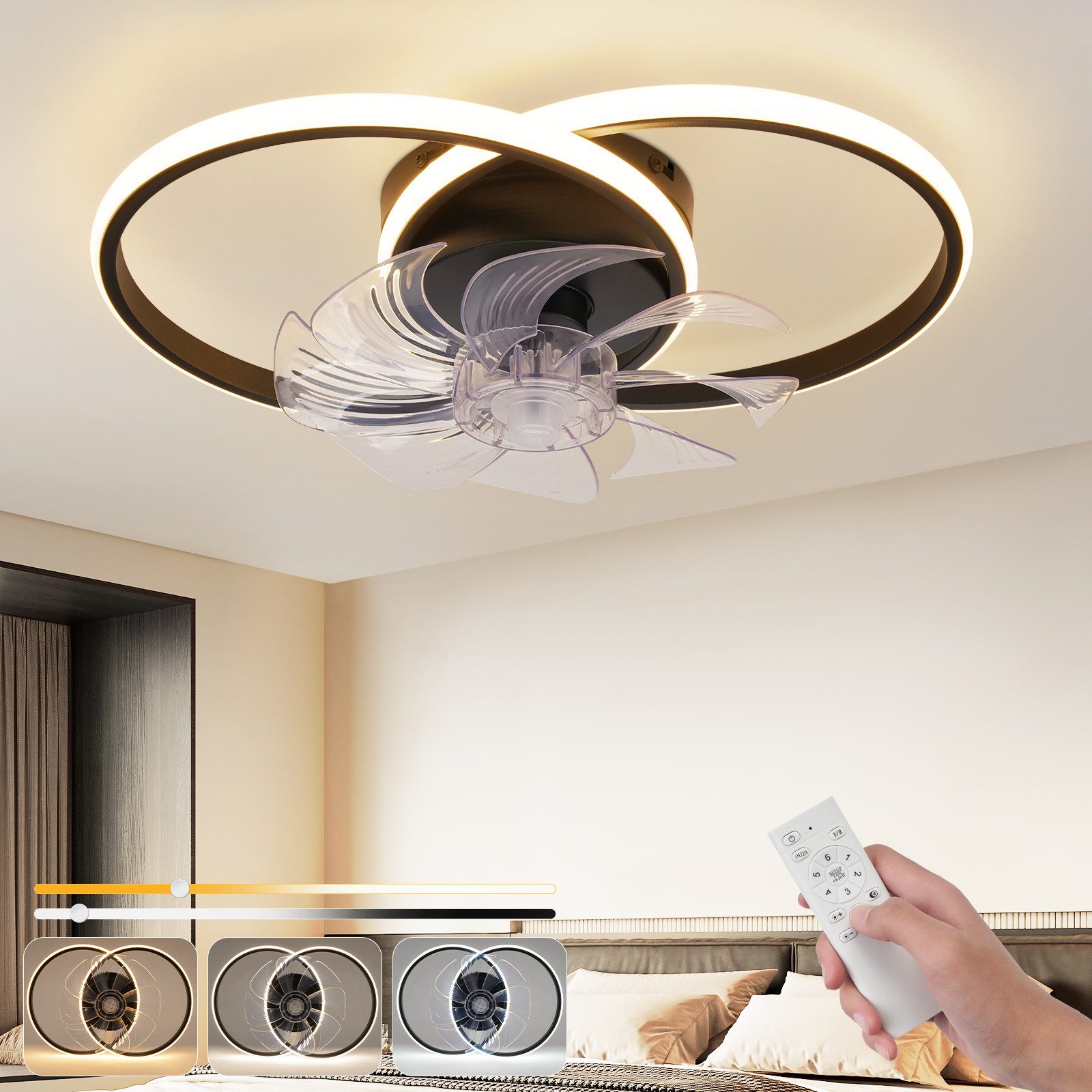 ZMH Deckenventilator Mit Beleuchtung Leise Modern günstig online kaufen