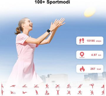 blackview Smartwatch (1,83 Zoll, Android, iOS), Damen Tätigen und Annehmen von Anrufen, Sportuhr mit 100+ Sportmodi