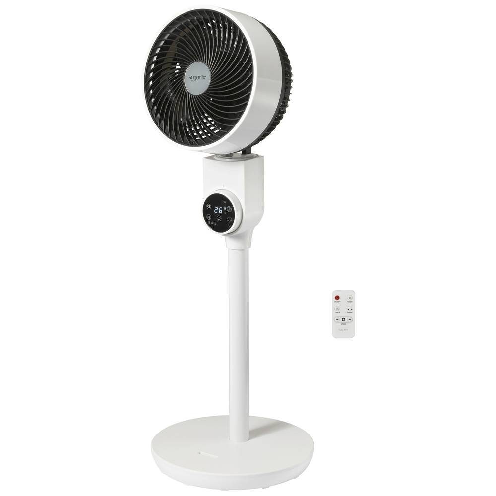 Sygonix Bodenventilator Standventilator, 50 W, inkl. FB, Höhenverstellbar, mit Fernbedienung, Oszillierend, LED-Display, Timer