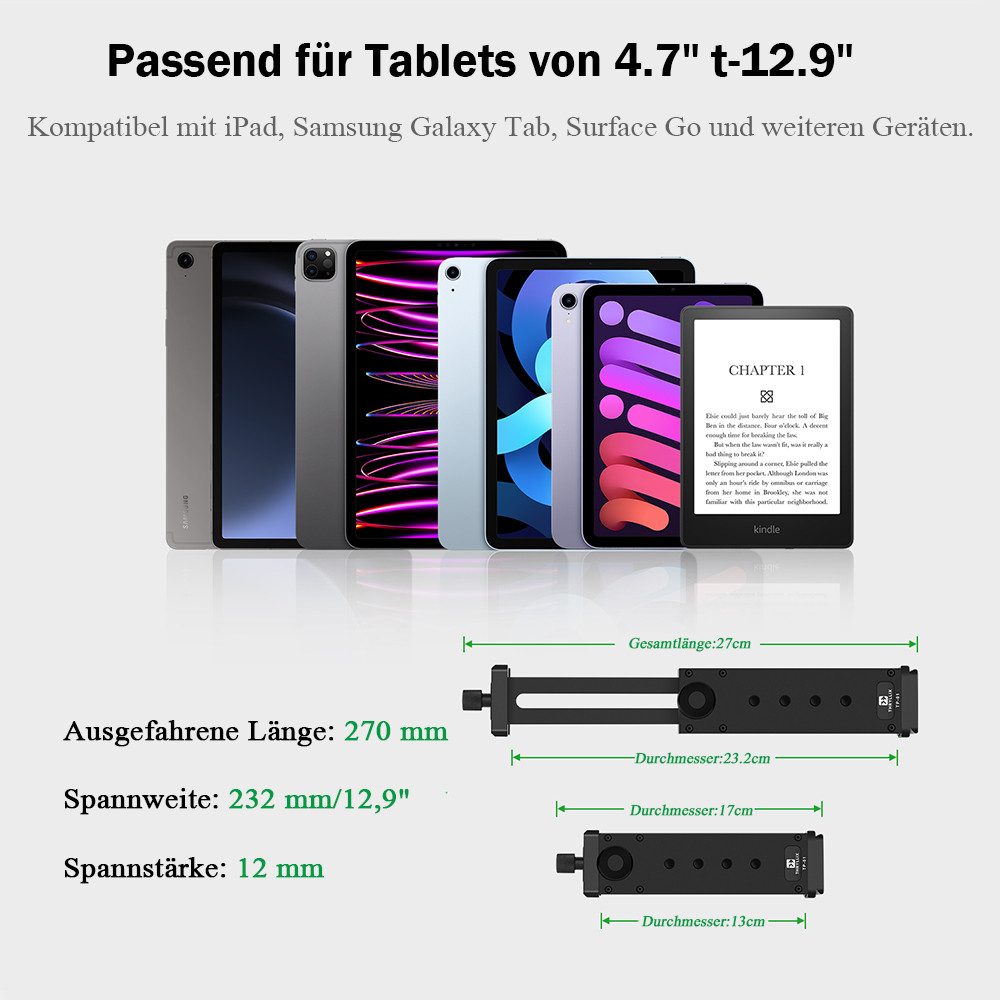 AFKSMILE Halterung Aluminium Handy Stativ Adapter, Arca-Swiss Tablet-Stativ-Adapter – Bild 2 von 5