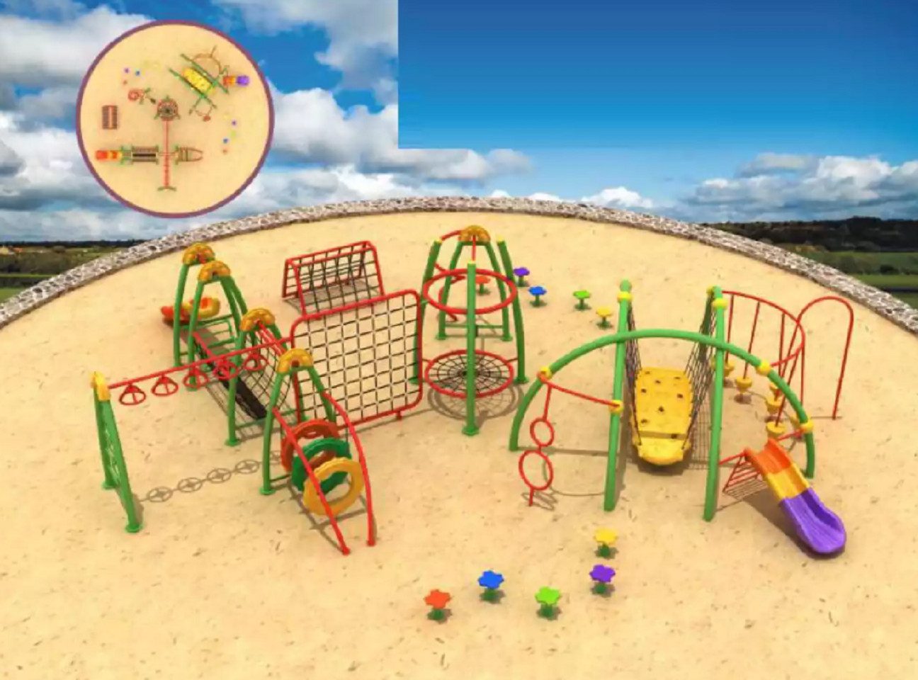 Xlmoebel Klettergerüst Buntes Spielgerät für den Außenbereich, (Spielplatz), Hergestellt in Europa