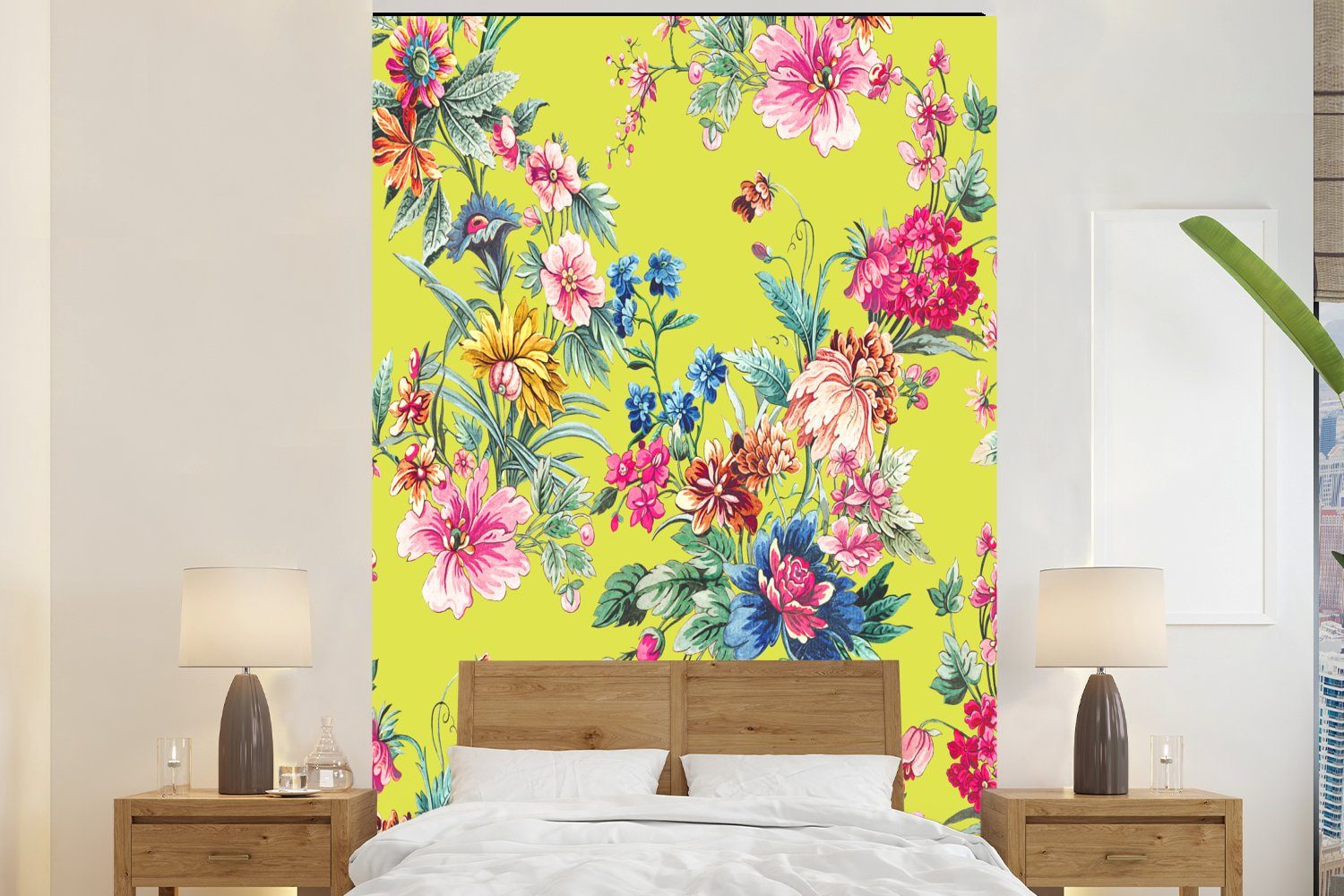 MuchoWow Fototapete Blumen - Farben - Pastell, Matt, bedruckt, (3 St), Montagefertig Vinyl Tapete für Wohnzimmer, Wandtapete