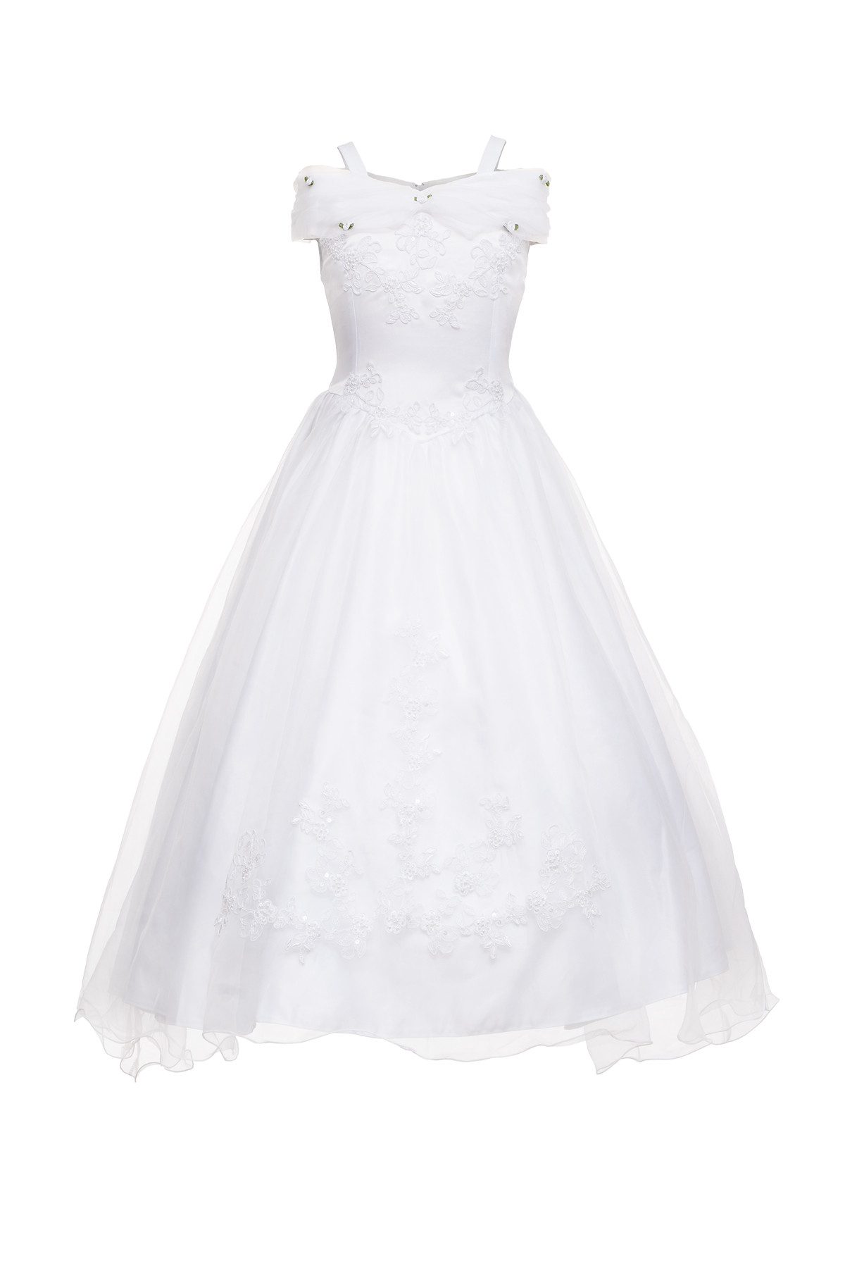 Satinkleid Narzisse - HOCHELEGANTES Kommunionkleid MIT UMHÄNGETASCHE und Reifrock