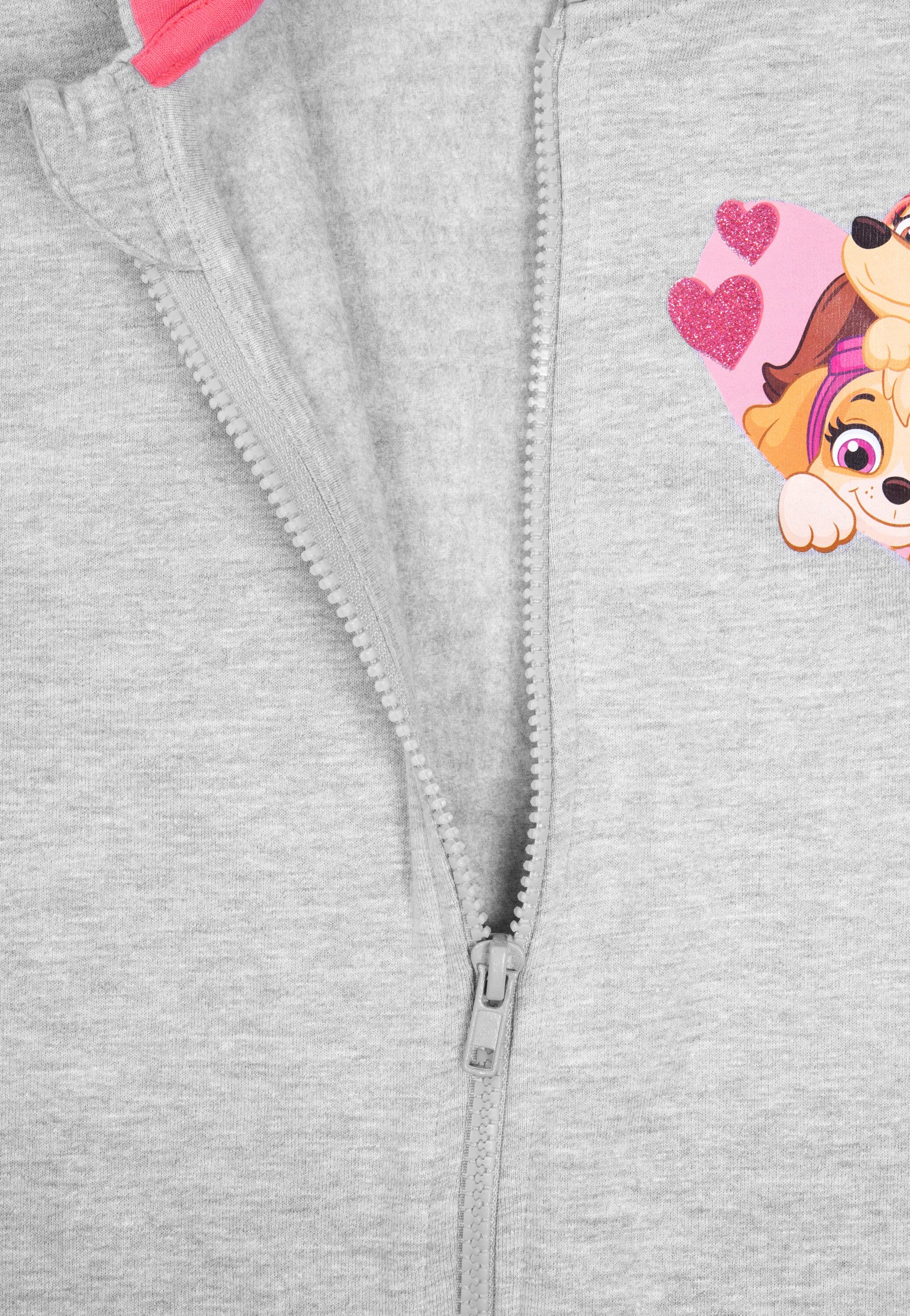 United Labels® Sweatjacke Paw Patrol Sweatjacke Mädchen Kapuzenpullover Reißverschluss Grau