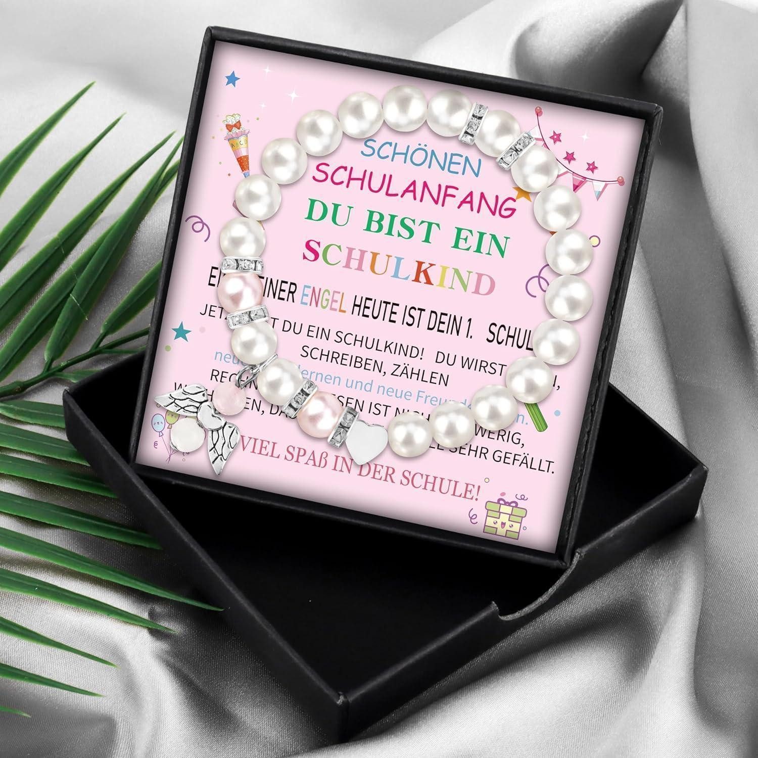 Shoppawhile Charm-Armband Geschenk Einschulung Mädchen Schulkind 2024 Armband Glücksbringer