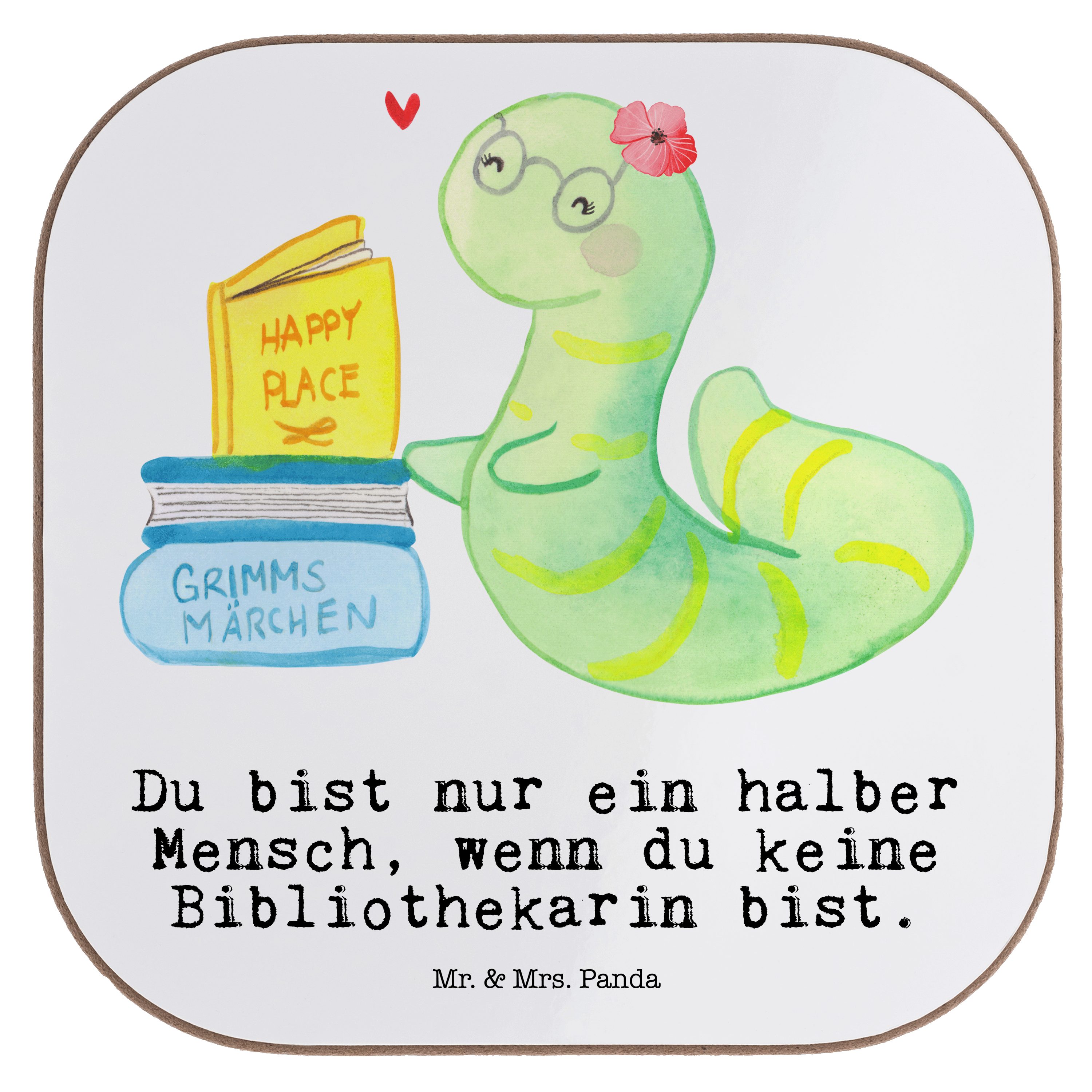 Mr. mit & Bücherliebe, Weiß Mrs. Herz Geschenk, Bibliothekarin Getränkeuntersetzer - - Bücherwurm, 1-tlg. S, Panda