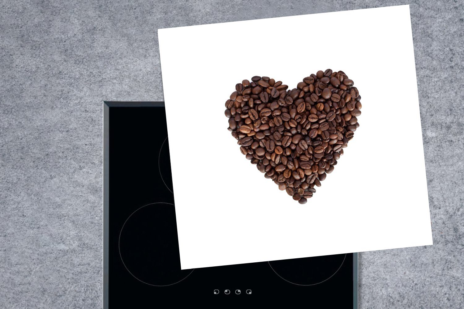 78x78 (1 Herdblende-/Abdeckplatte küche Herz cm, tlg), Ceranfeldabdeckung, für MuchoWow Kaffeebohnen, aus Vinyl, Arbeitsplatte
