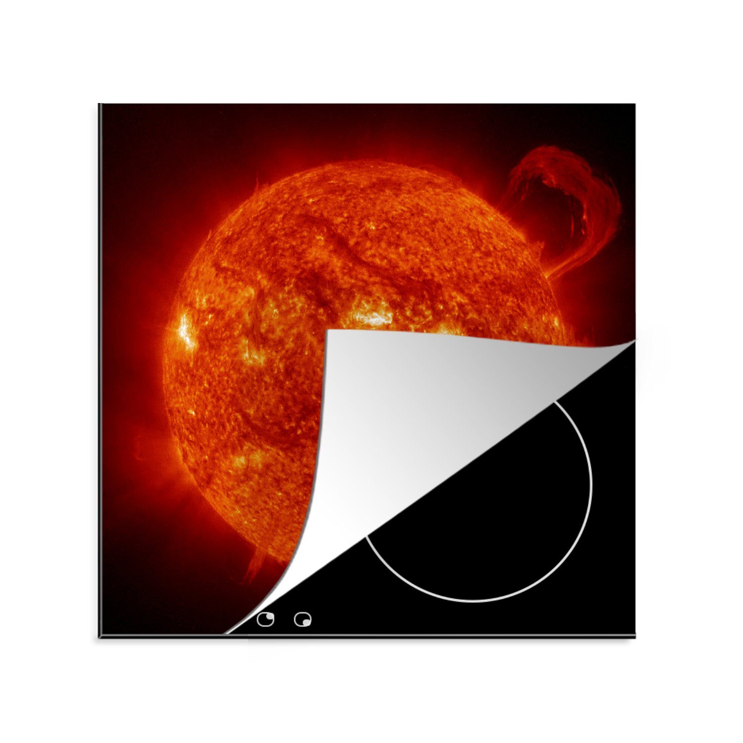 MuchoWow Herdblende-/Abdeckplatte Sonne - Universum - Rot, Vinyl, (1 tlg), 78x78 cm, Ceranfeldabdeckung, Arbeitsplatte für küche