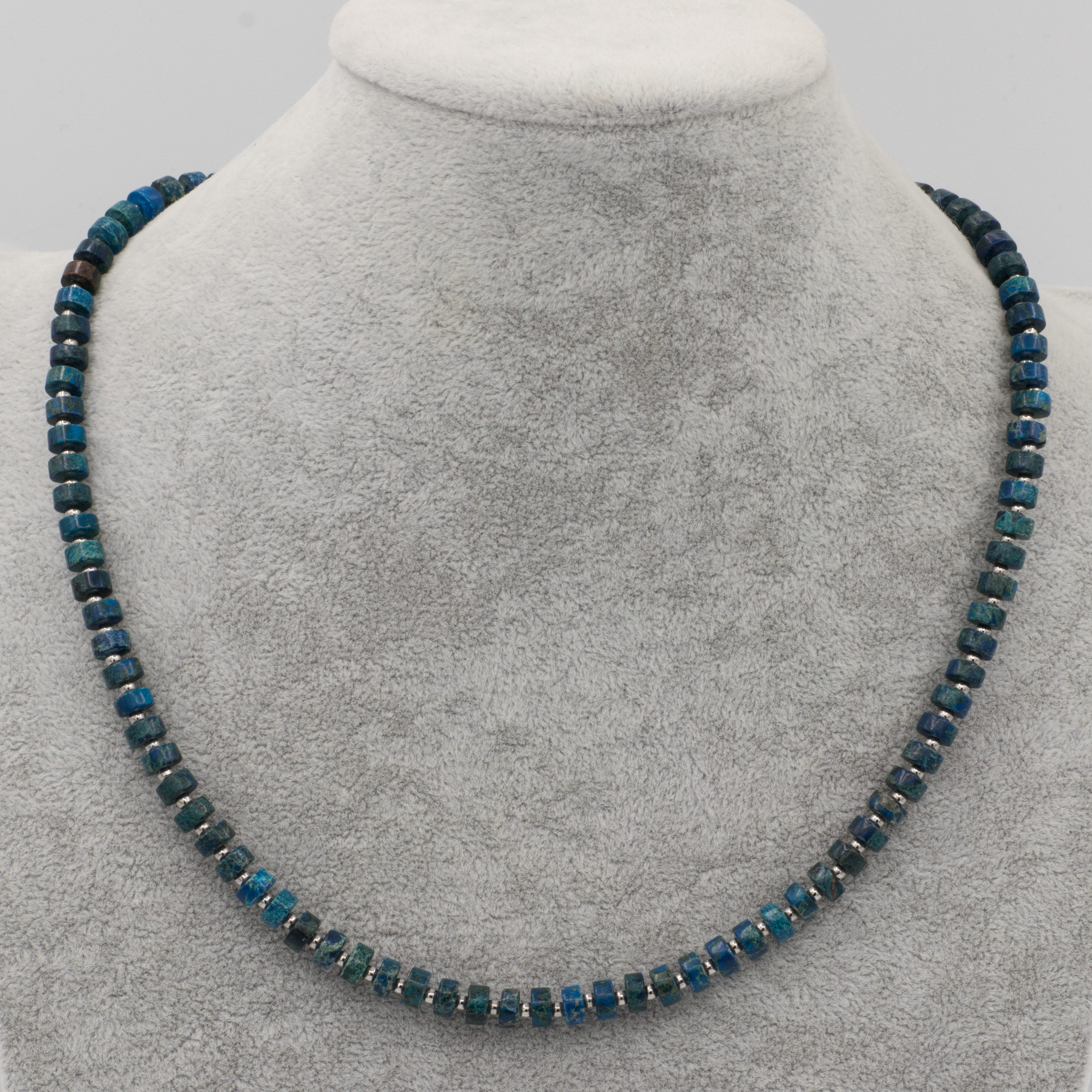 Bella Carina Perlenkette Edelstein Kette mit blauen Jaspis Perlen Magnetverschluss – Bild 2 von 2