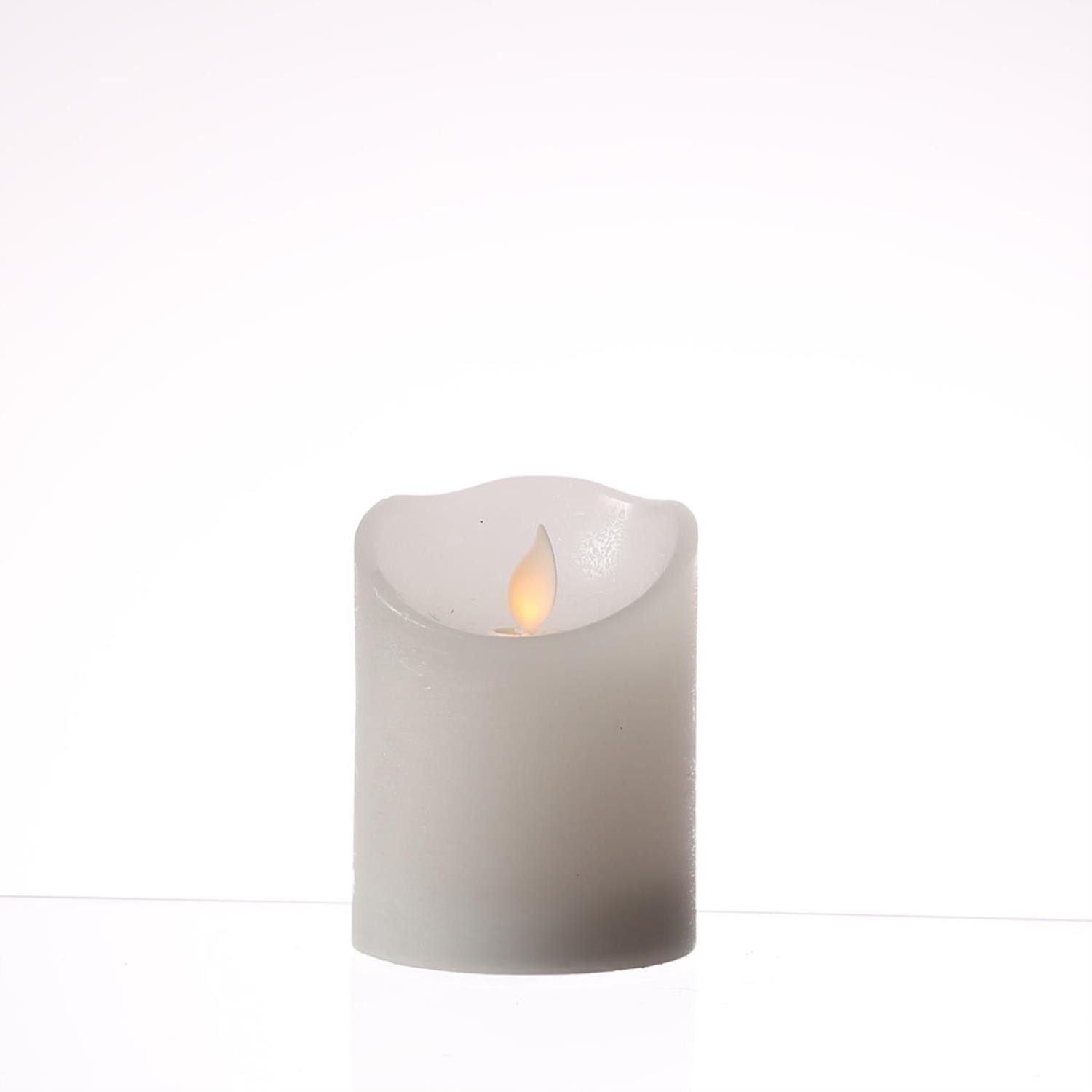 LED-Kerze mit beweglicher Flamme Echtwachs Rustik-Optik H: 10cm Timer weiß