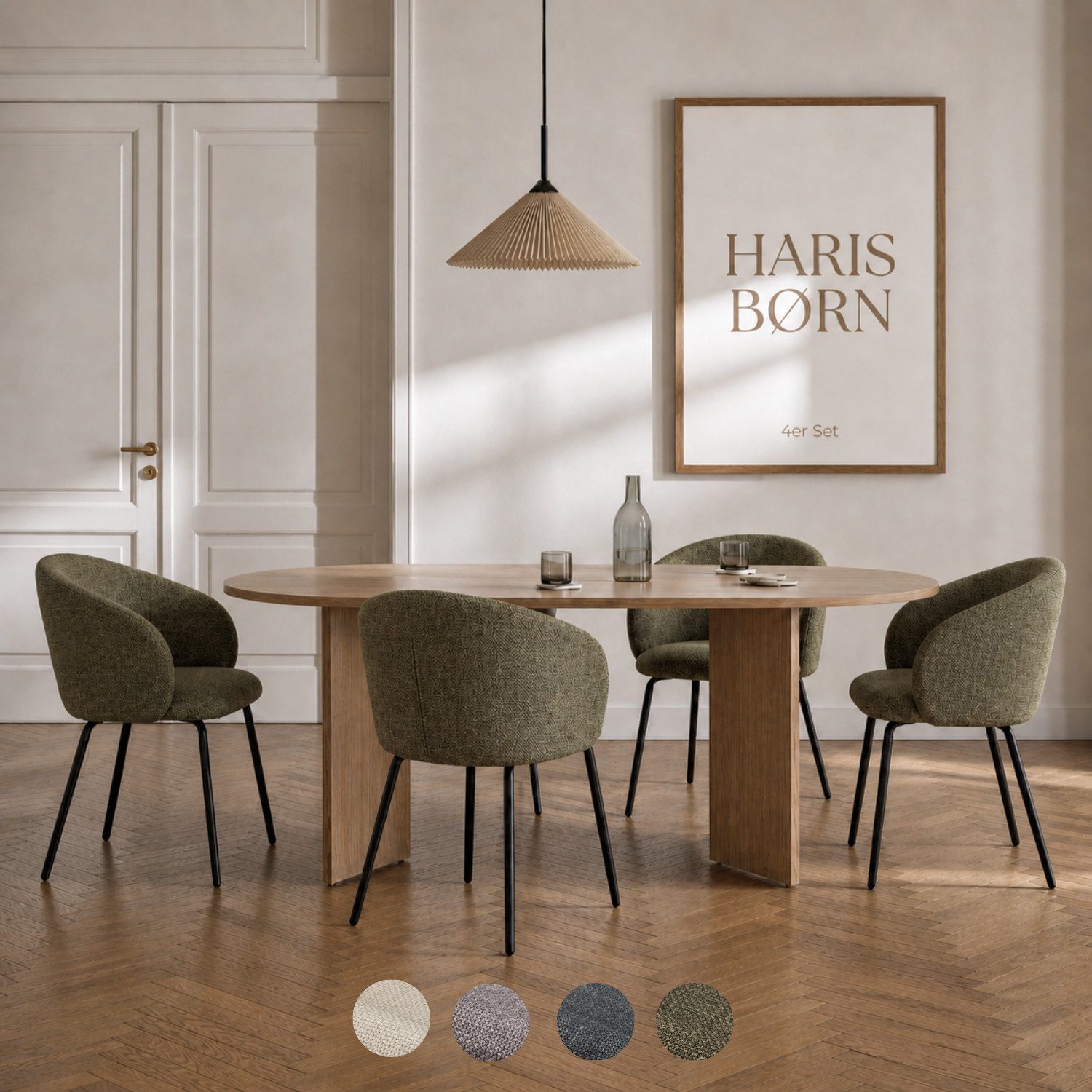 Haris Børn Esszimmerstuhl NØR (versch. Farben) - Bequeme Polster Esszimmerstühle mit Armlehne (Set, 4 St), Premium Esstisch Stühle & Wohnzimmerstühle - Moderne Stühle Esszimmer