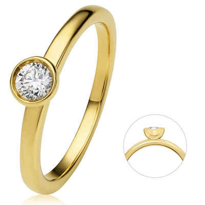 ONE ELEMENT Diamantring 0.25 ct Diamant Brillant Zarge Ring aus 750 Gelbgold, Damen Gold Schmuck Zarge