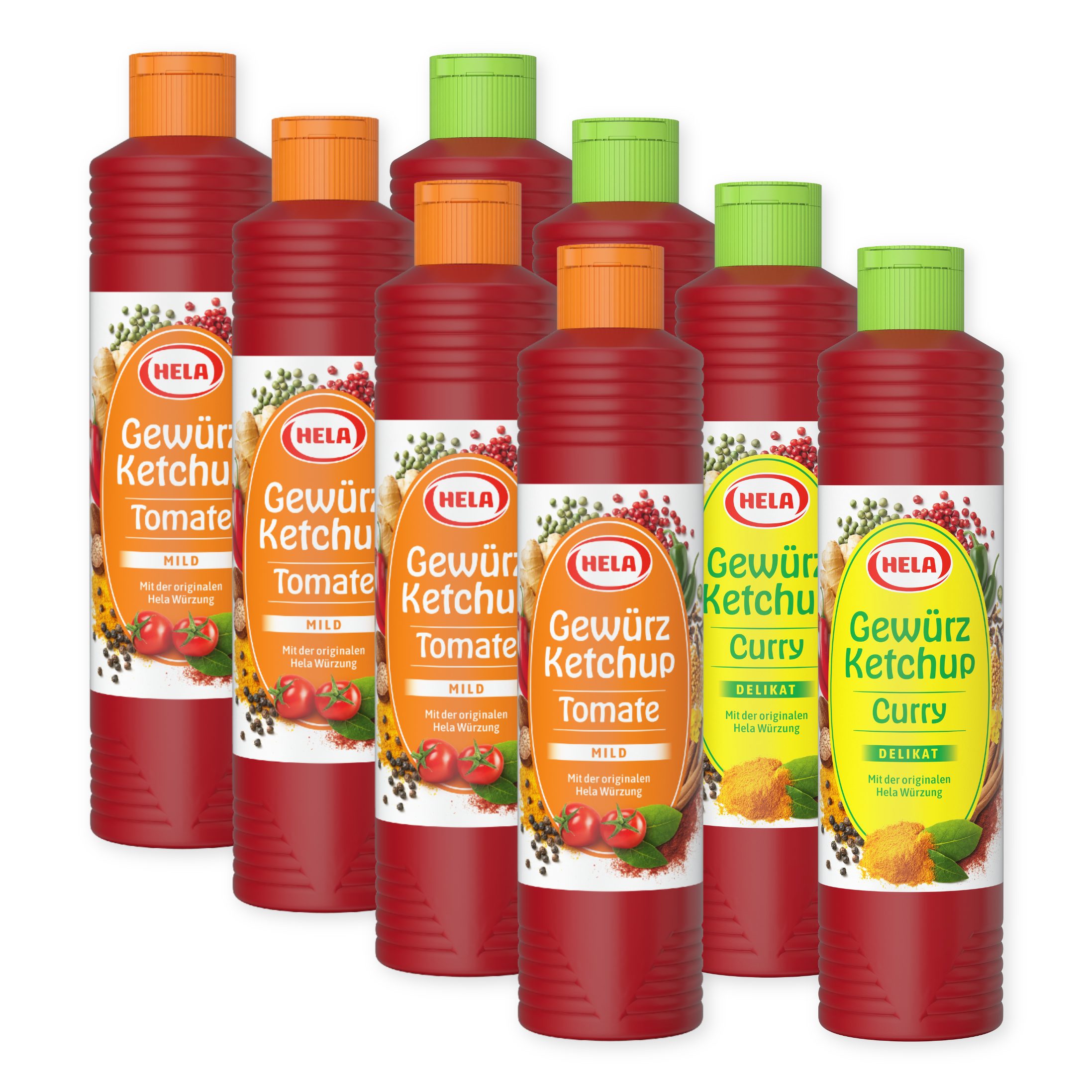 HELA Grillsauce 8x 800ml Ketchup 4x Tomate mild & 4x Curry delikat Vorratspack Imbiss