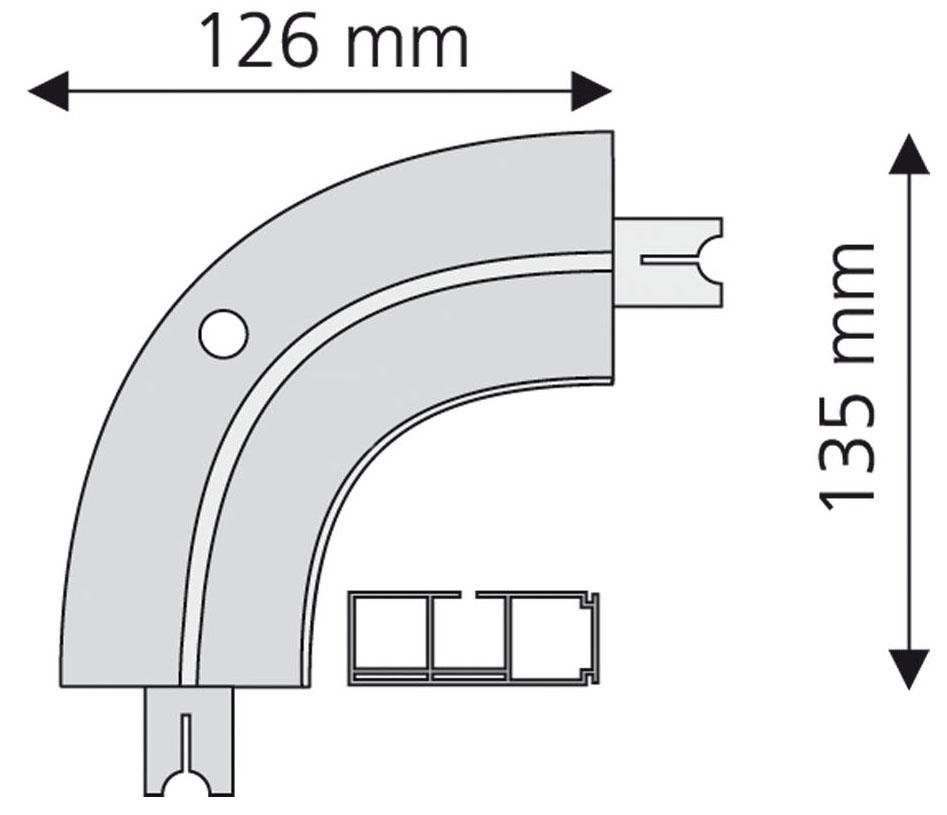 Liedeco Erker-Innenbogen, 1-läufig, Fixmaß, Kunststoff, weiß