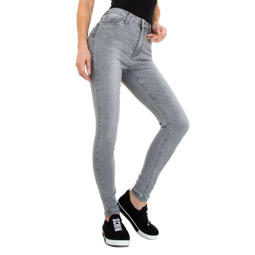 Grau Skinny Skinny-fit-Jeans Freizeit Stretch Ital-Design Damen in Jeans