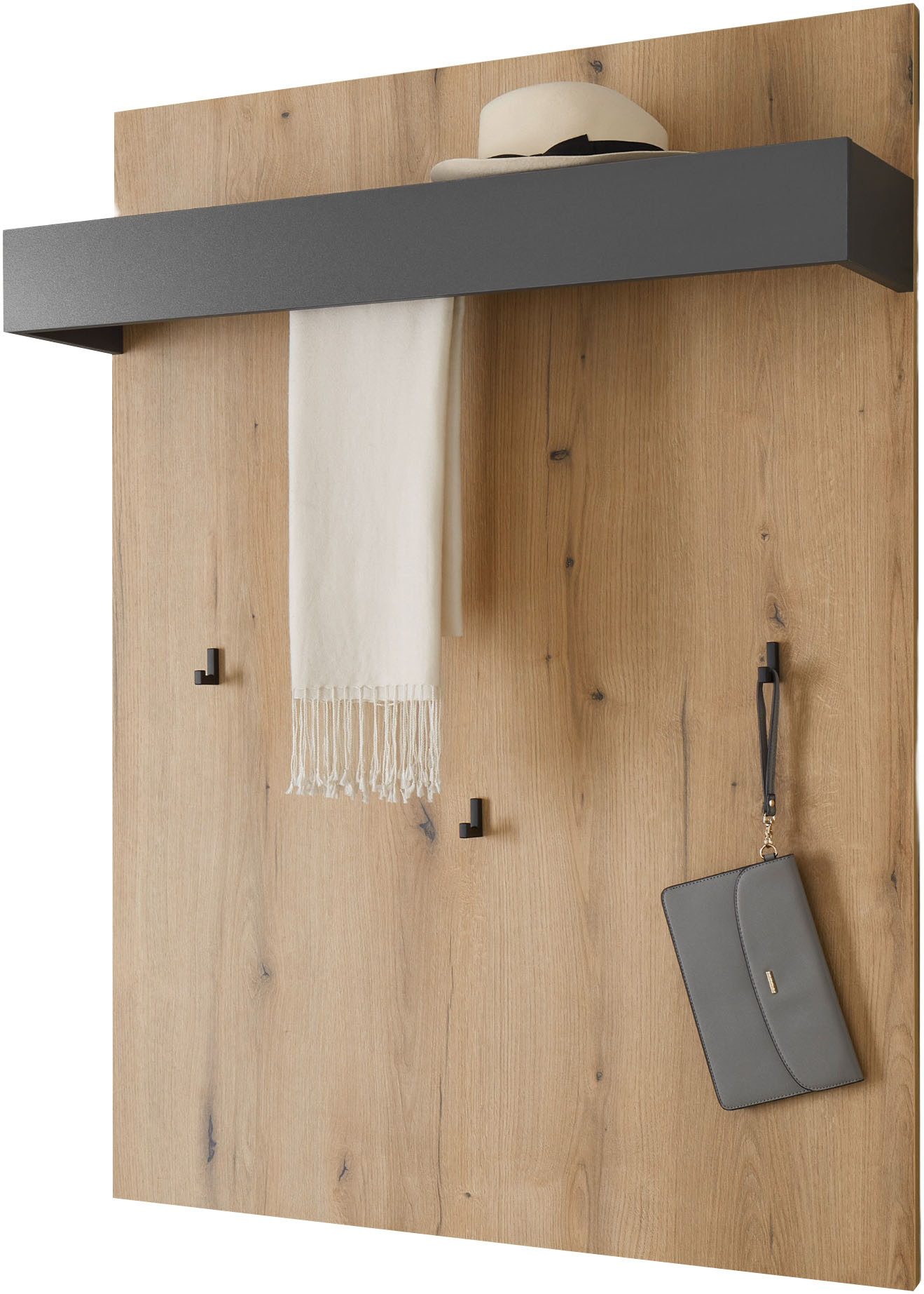 Home affaire Garderobenpaneel GiRON/CiTY, Wandregal in vier Farben, Flurgarderobe mit Hutablage, mit Kleiderstange und Haken, 100 cm breit – Bild 4 von 5