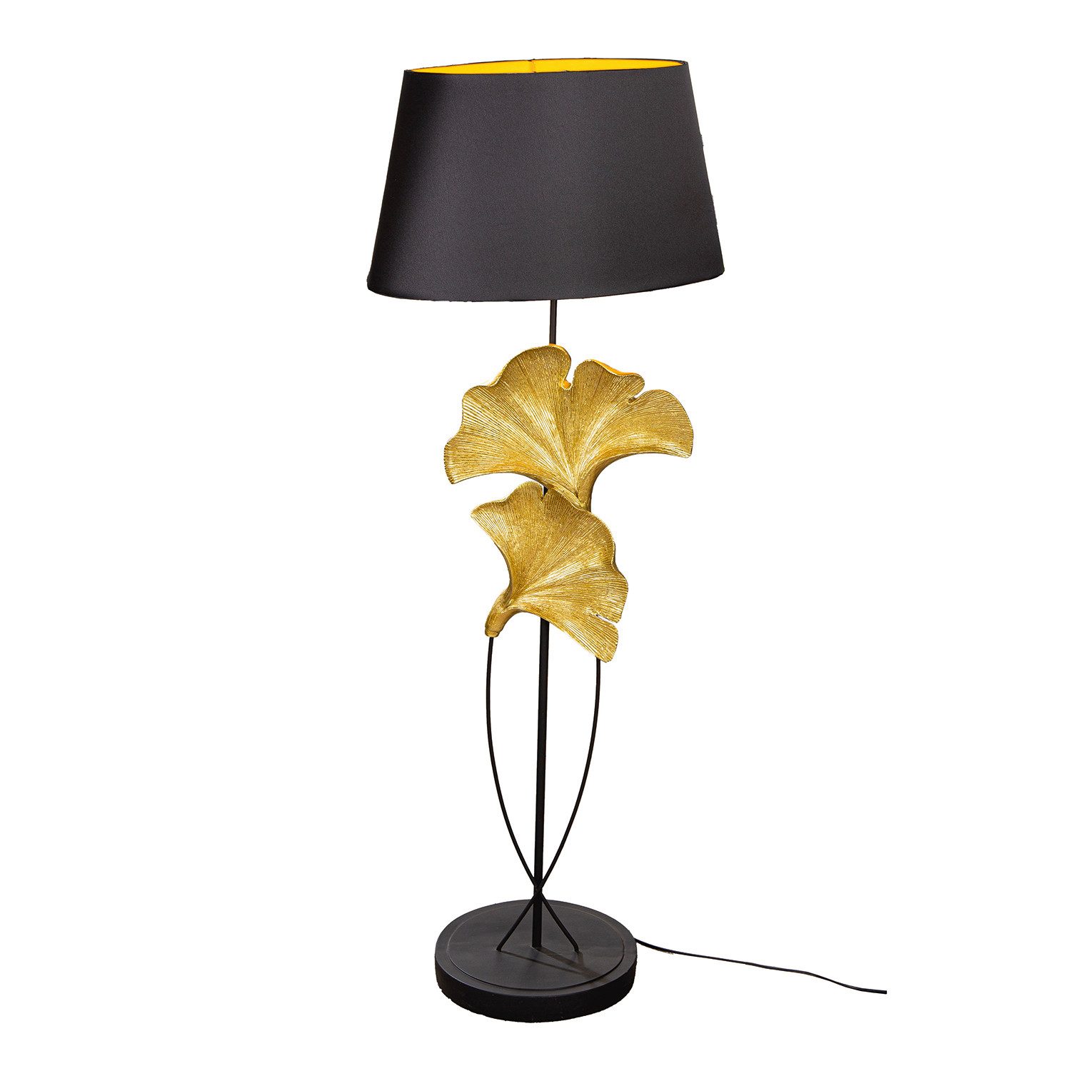 GILDE Stehlampe GINKGO Stehleuchte - schwarz - Kunstharz - Höhe 132cm x Breite 50cm, Tischlampe - Schreibtischlampe - Nachttischlampe
