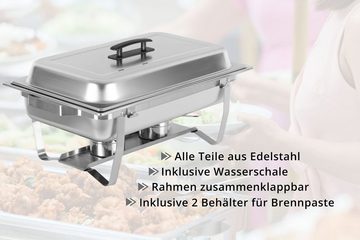 Stagecaptain Speisenwärmer Chafing Dish - Edelstahl Warmhaltebehälter für Buffet und Catering, (CDDF-09, 1-tlg., Inkl. Wasserbad und 2 Brennern), Speisewanne mit 9 L Fassungsvermögen