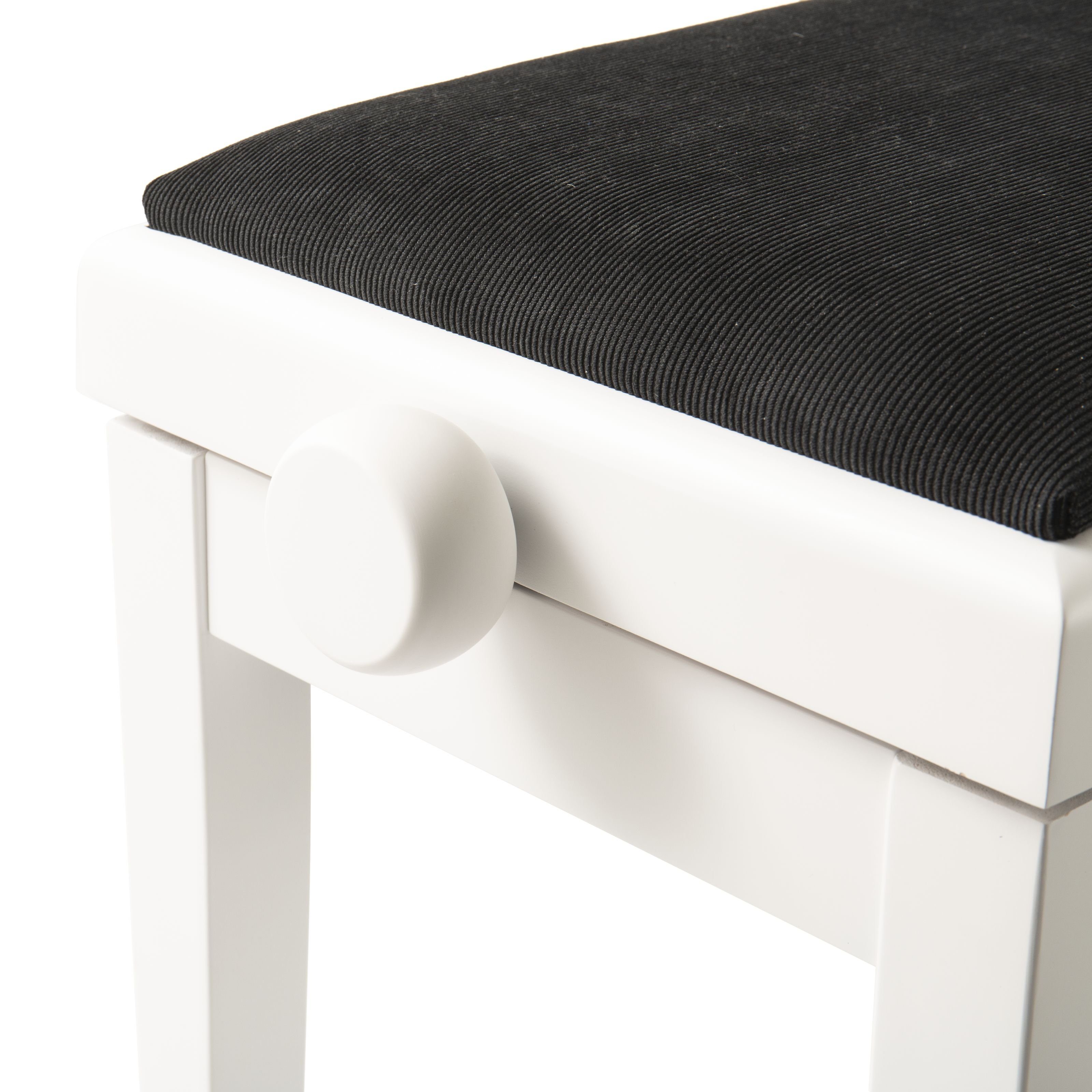 FAME Klavierbank (PB-10C WH Klavierbank Matt Weiß, Höhenverstellbar 48-56 cm, Schwarzer Velour Bezug, Gepolsterte Sitzfläche, Solide Verarbeitung, 53 cm Breite, Sitzbänke, Klavierbänke), Klavierbank, Höhenverstellbar, Matt Weiß