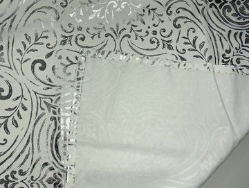 Vorhang Ösenschal Maya weiß silber, Clever-Kauf-24, Ösen (1 St), blickdicht